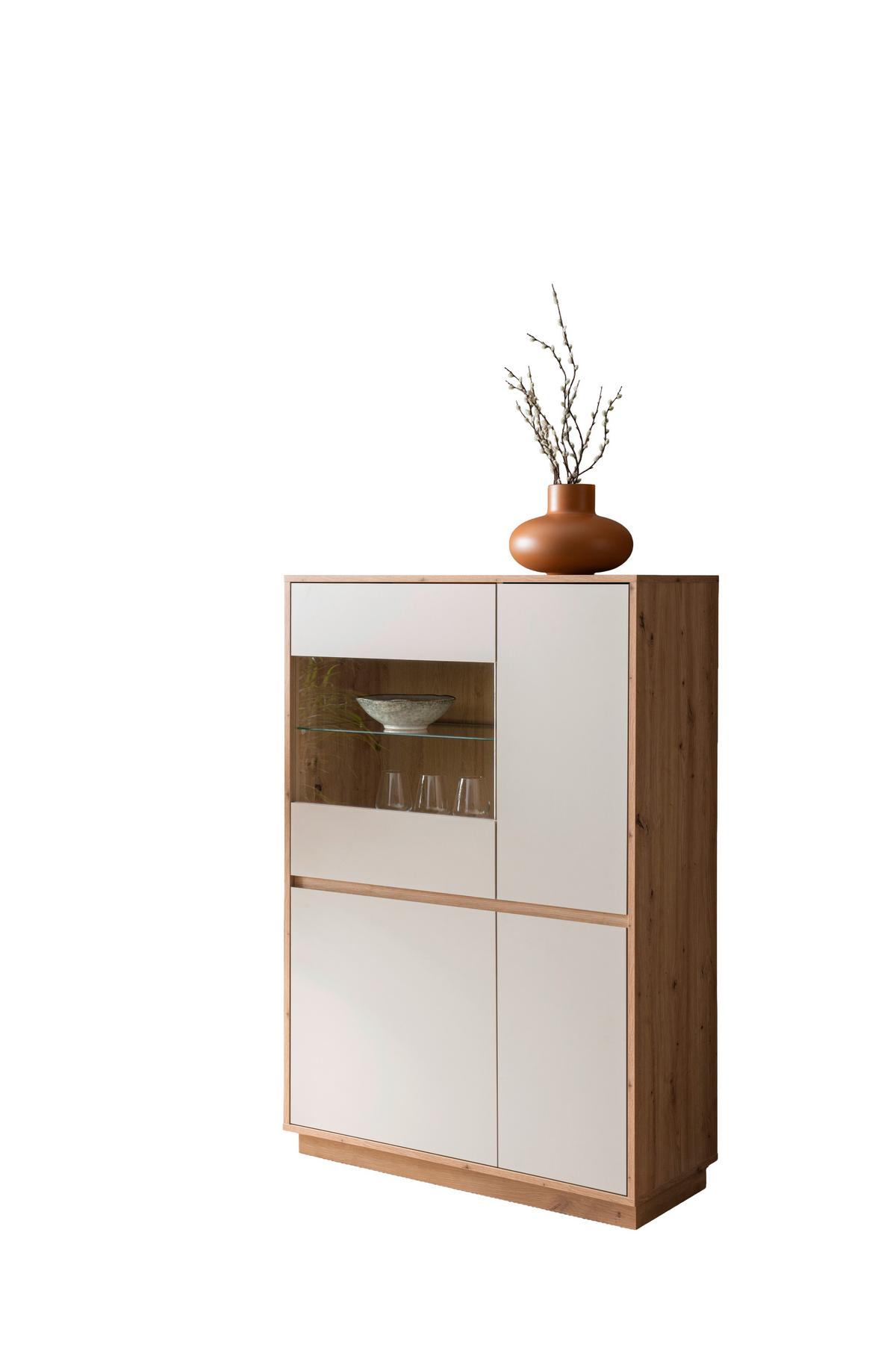 Vitrine Sonora Kaschmir/Eiche B: 75cm - Kaschmir/Eiche Artisan, Design, Glas/Holzwerkstoff (75/144/40cm) - MID.YOU