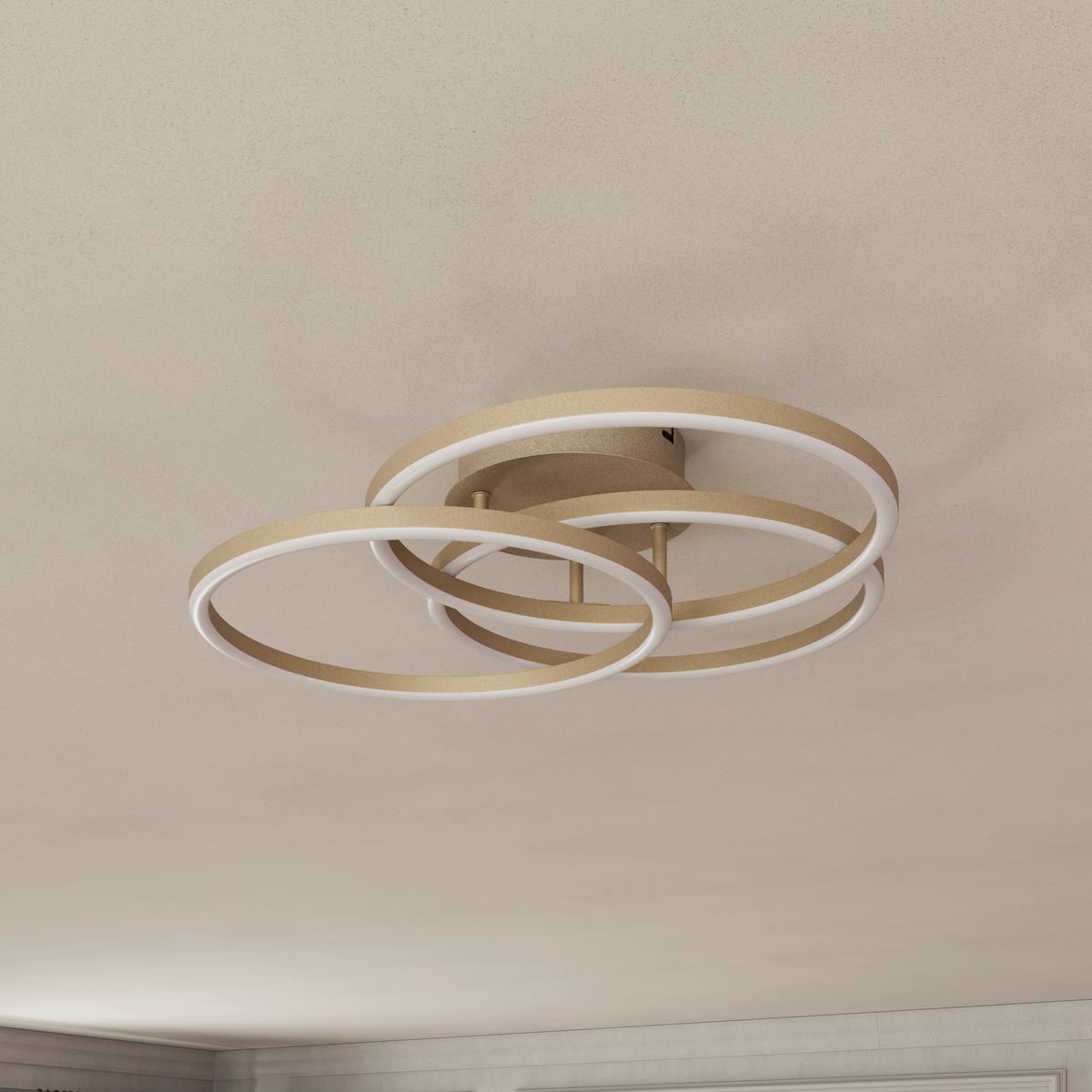 Led Mennyezeti Lámpa Coleen - cappuccino/homokszínű, Basics, műanyag/fém (47/38,5/8cm) - Luca Bessoni
