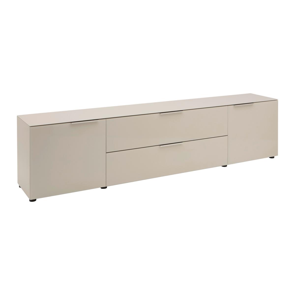 TV komoda SIENA sklo, kašmír - čierna/kašmírová, Modern, kov/kompozitné drevo (226/55/40cm) - Premium Living