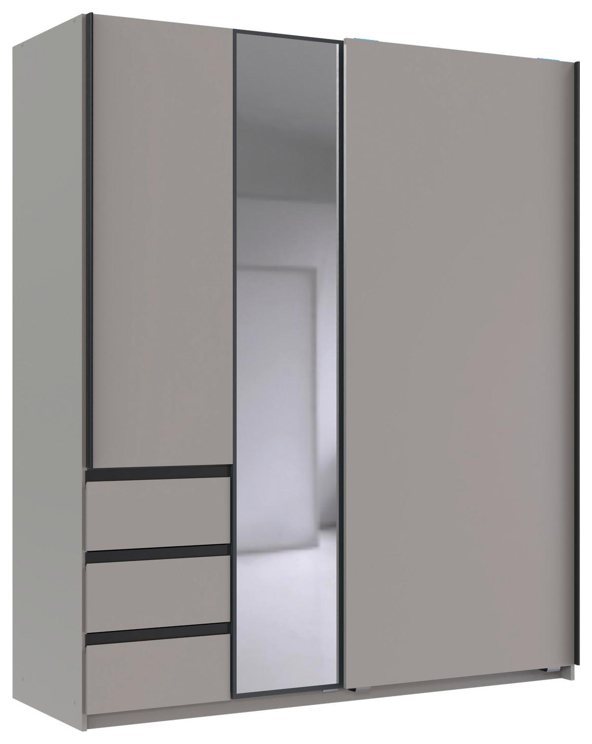 Šatní skříň ADRIA - šedá/černá, Konvenční, kov/kompozitní dřevo (168/198/63cm) - Mömax