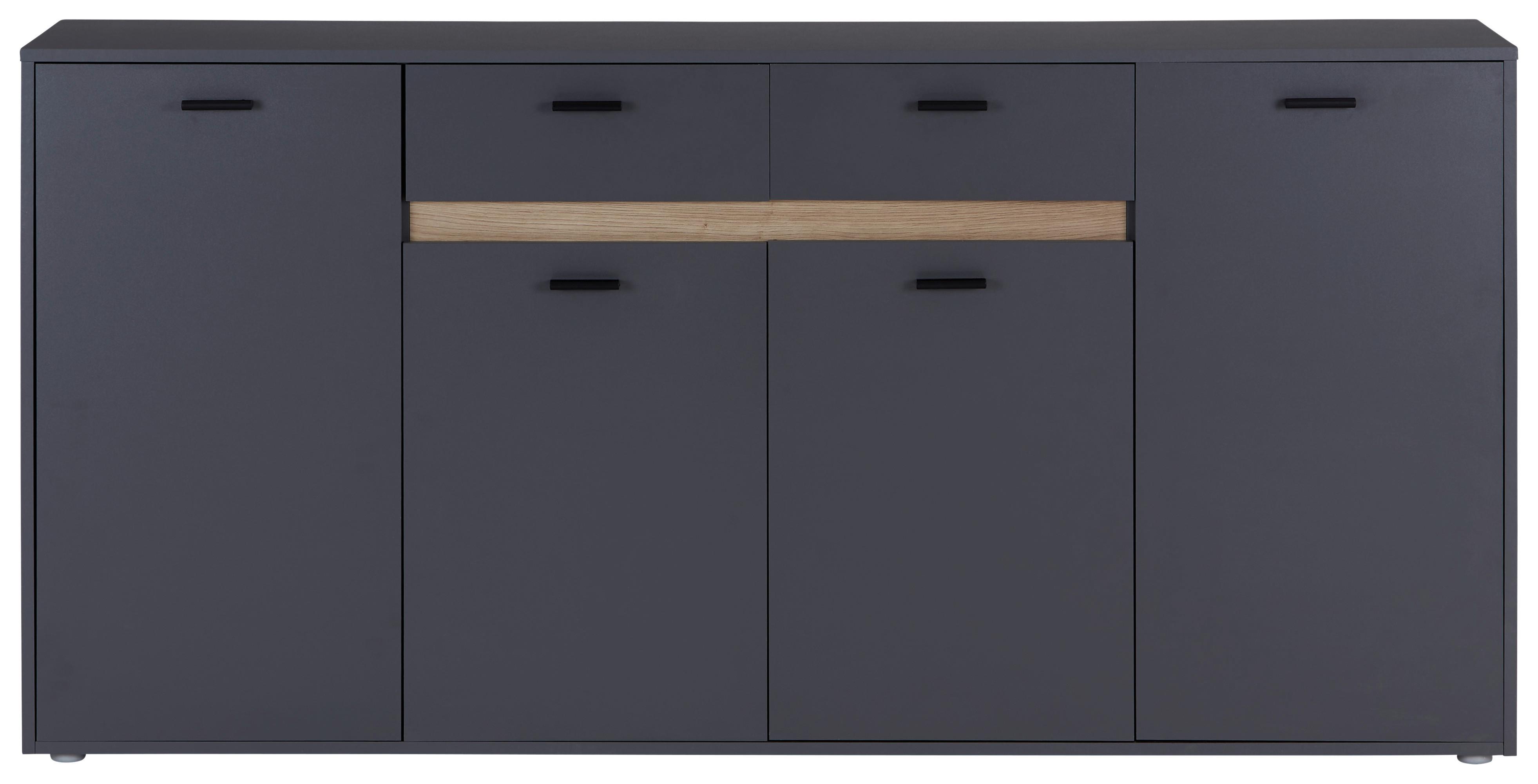 Kommode mit Bügelgriff B: 183,4 cm Slot 4t Dunkelgrau - Dunkelgrau, MODERN, Holzwerkstoff (183,4/90/40cm)