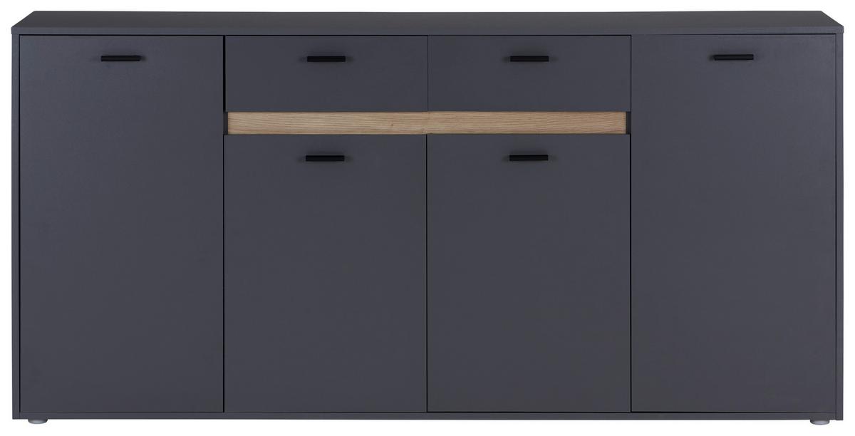Kommode mit Bügelgriff B: 183,4 cm Slot 4t Dunkelgrau - Dunkelgrau, MODERN, Holzwerkstoff (183,4/90/40cm)