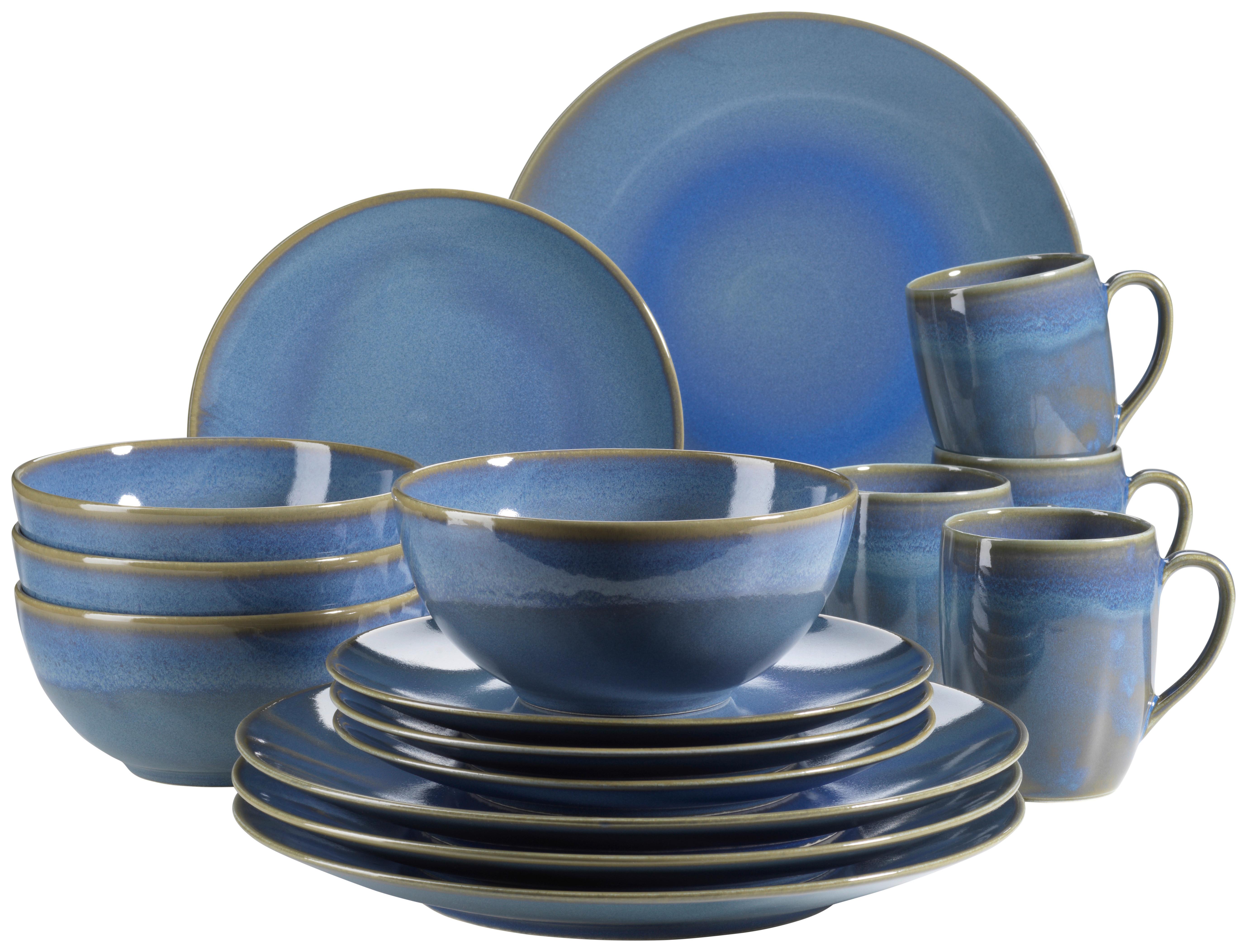 Kombiservice Ossia Keramik 4 Personen Geschirr Set - Hellblau, Basics, Keramik - Mäser