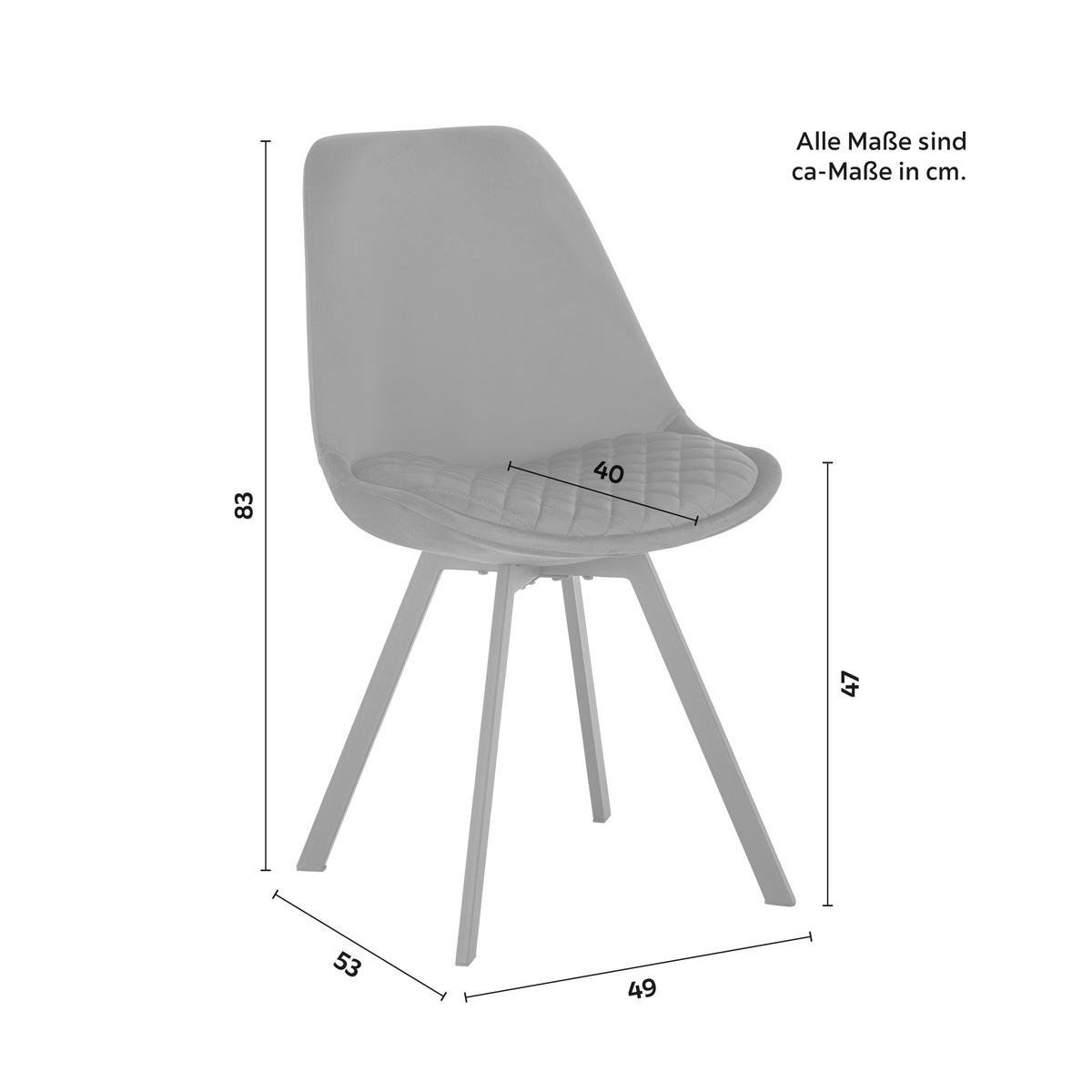 Židle Isabella samet - tmavě modrá - černá/tmavě modrá, Moderní, kov/textil (49/83/53cm) - Livetastic