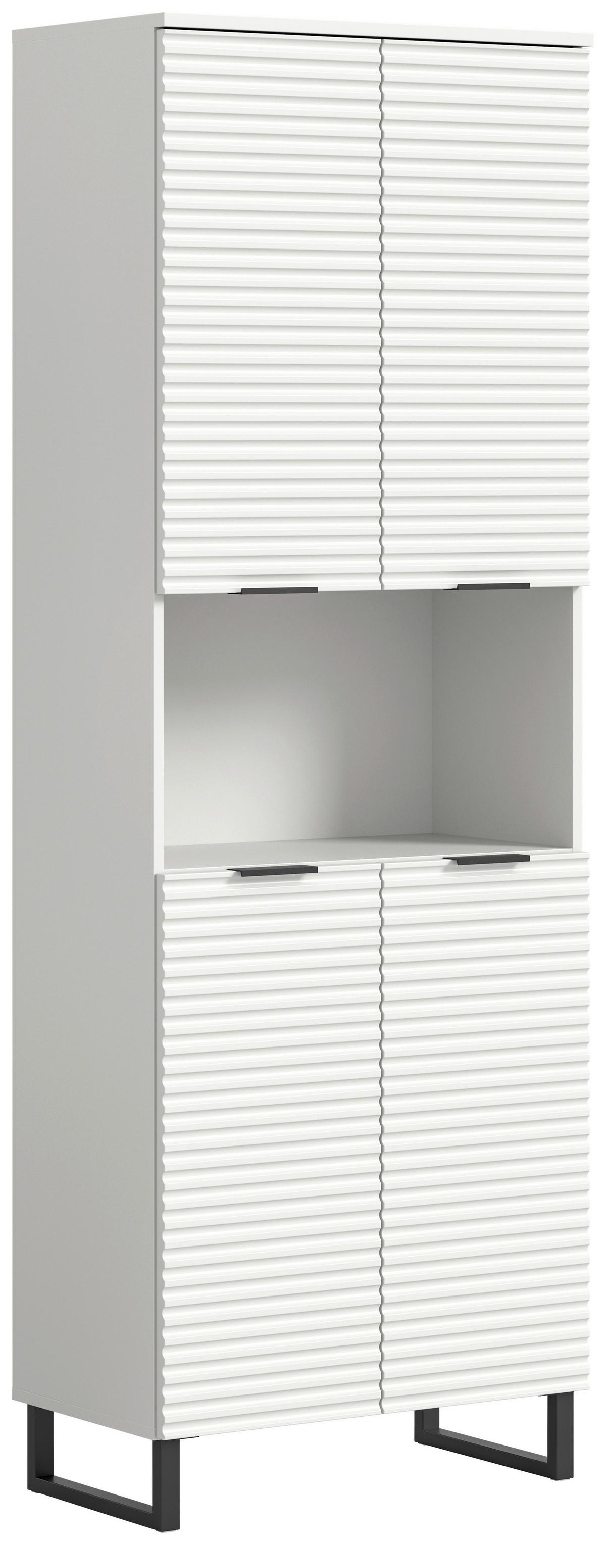 Hochschrank Riff Weiß B: 70 cm - Schwarz/Weiß, MODERN, Holzwerkstoff (70/193/34cm) - MID.YOU