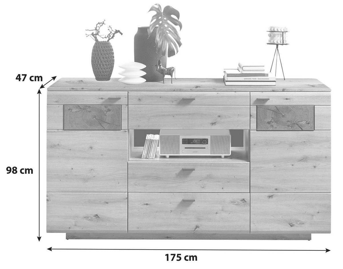 Sideboard Madera II 40a6hh20 - Eichefarben/Graphitfarben, MODERN, Holzwerkstoff (175/98/47cm) - Livetastic