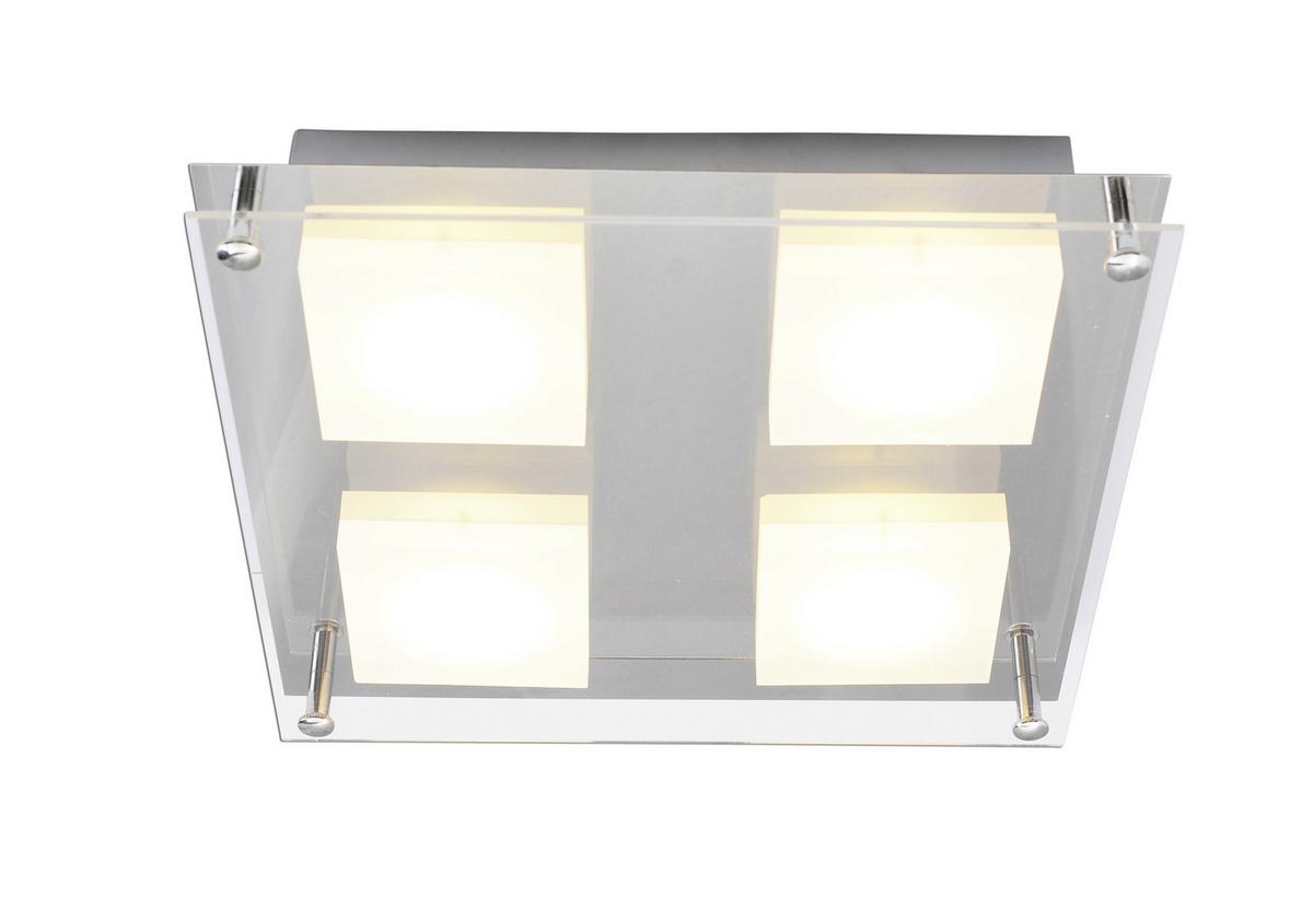 LED-Deckenleuchte L: 24 cm Quadratisch - Chromfarben, Design, Kunststoff/Metall (24/24/4,7cm) - Näve