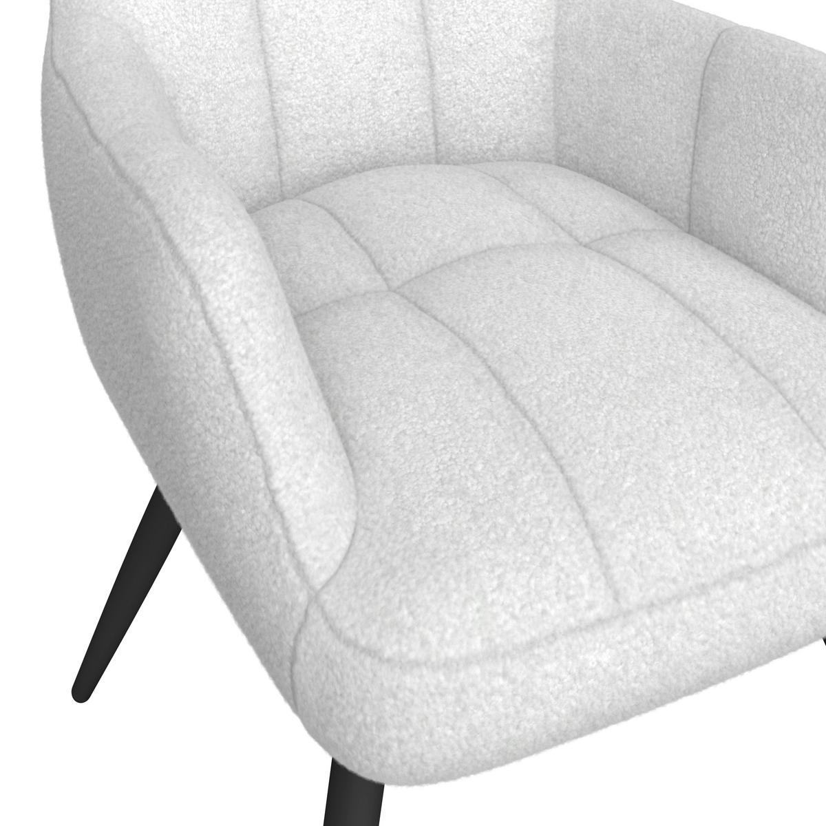 Ohrensessel Hanoi Webstoff weiß, B: 71 cm - Schwarz/Weiß, MODERN, Textil/Metall (71/98/83cm)