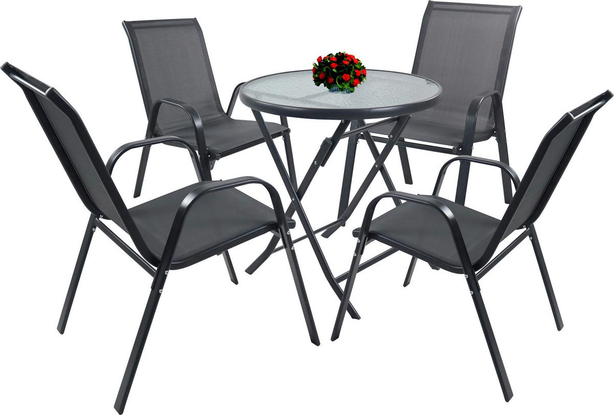 Gartenset Sonlas XL 5-teilig Anthrazit - Anthrazit, MODERN, Glas/Metall - MID.YOU