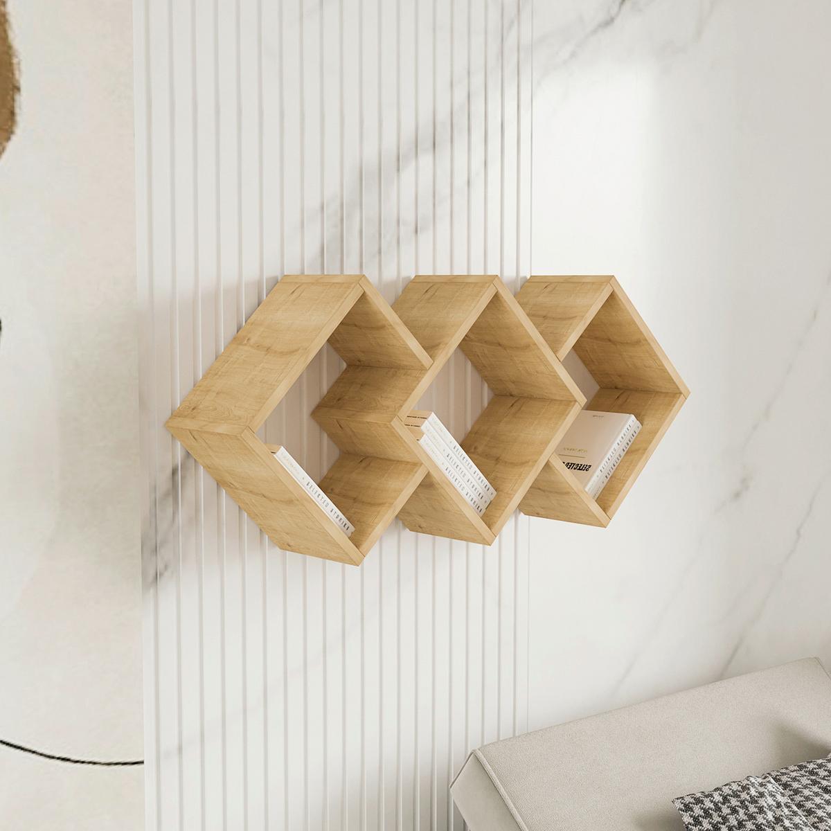 Wandregal Galaxy Eiche Dekor B: 102 Cm - Eichefarben, Design, Holzwerkstoff (102/42/20cm) - Livetastic