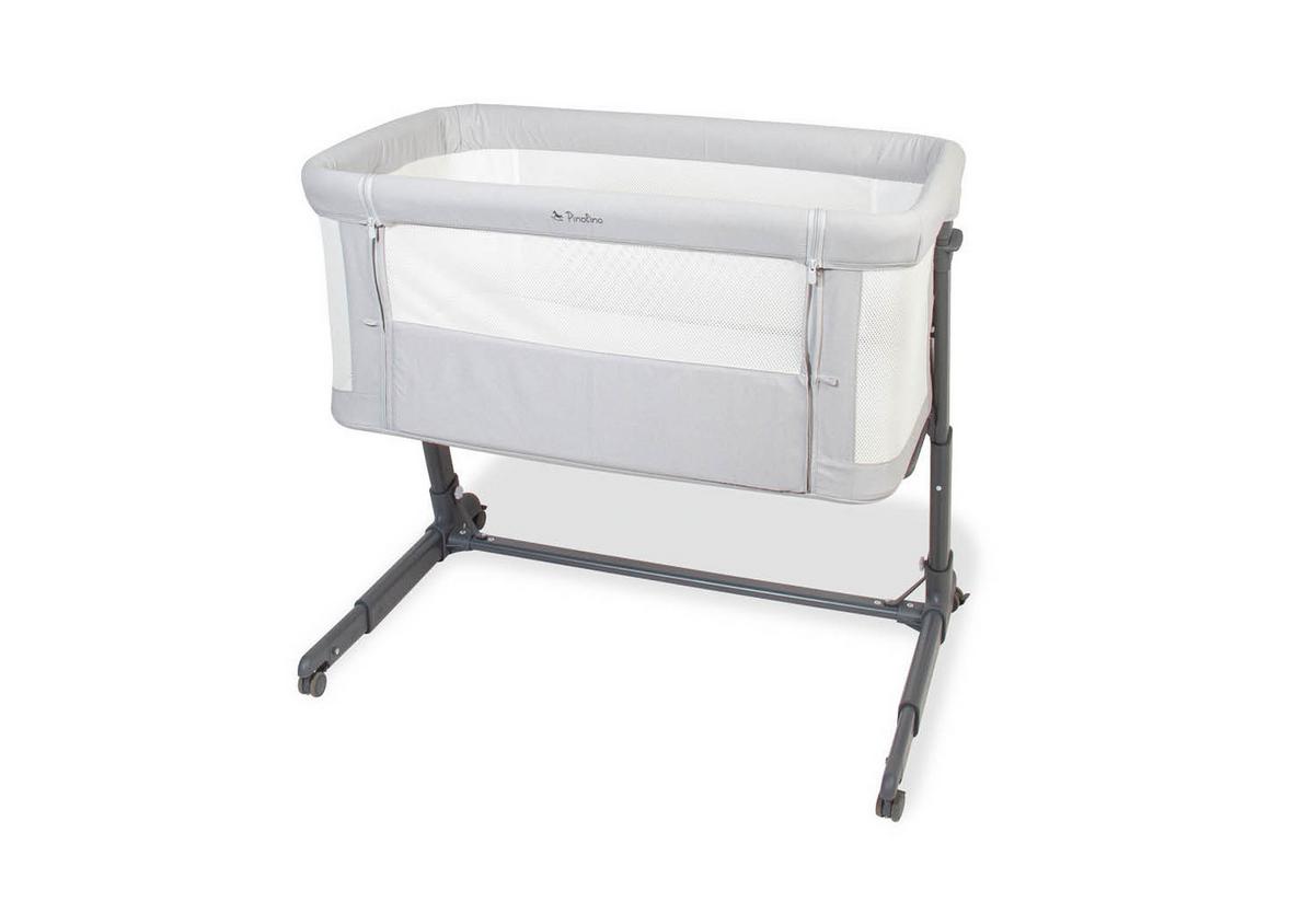 Beistellbett Metall/textil H: 91 Cm - Anthrazit/Hellgrau, Basics, Textil/Metall (91cm) - Pinolino