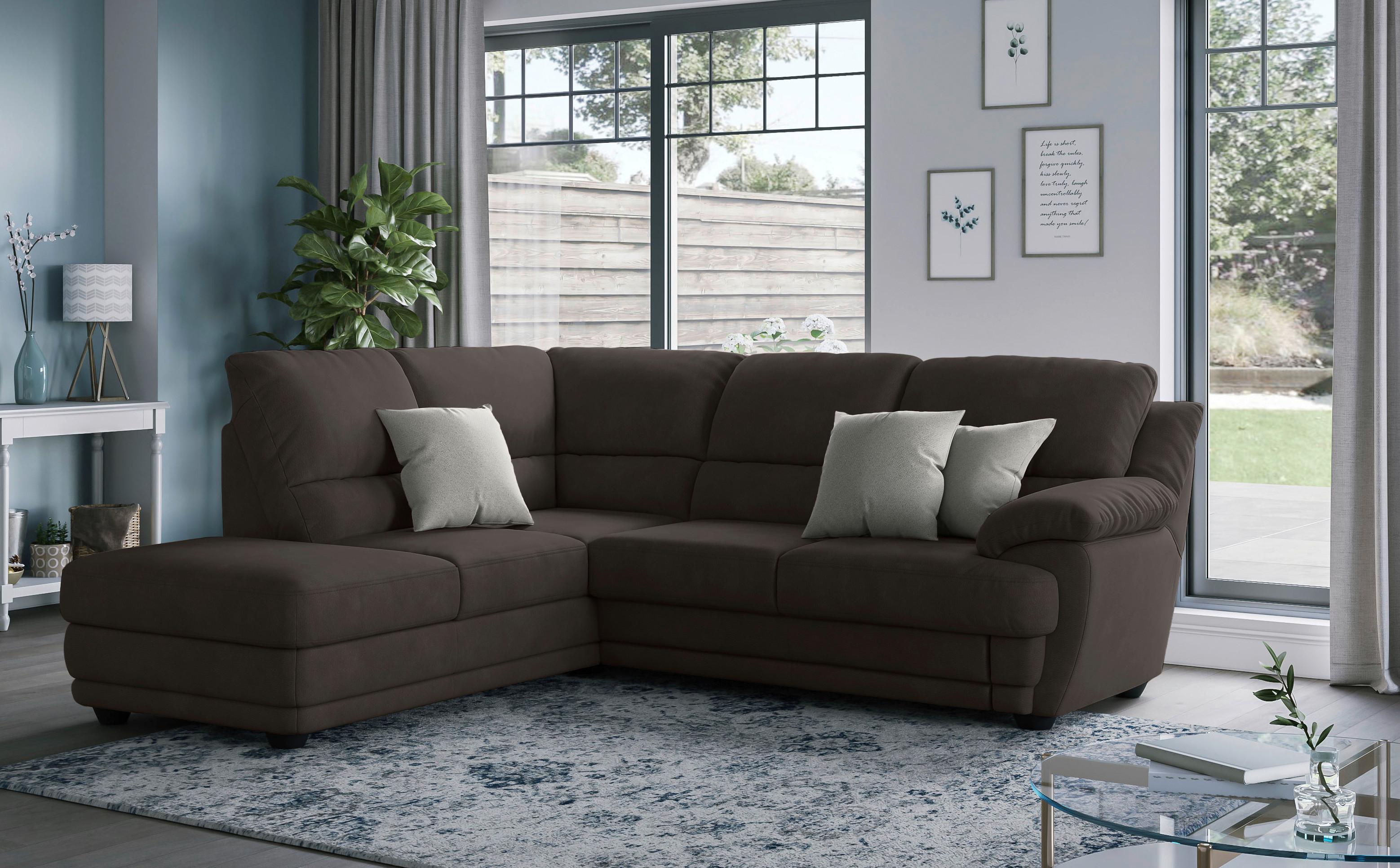 Ecksofa Nebolo Dunkelbraun Mikrofaser - Dunkelbraun, Design, Textil (225/245cm) - Livetastic