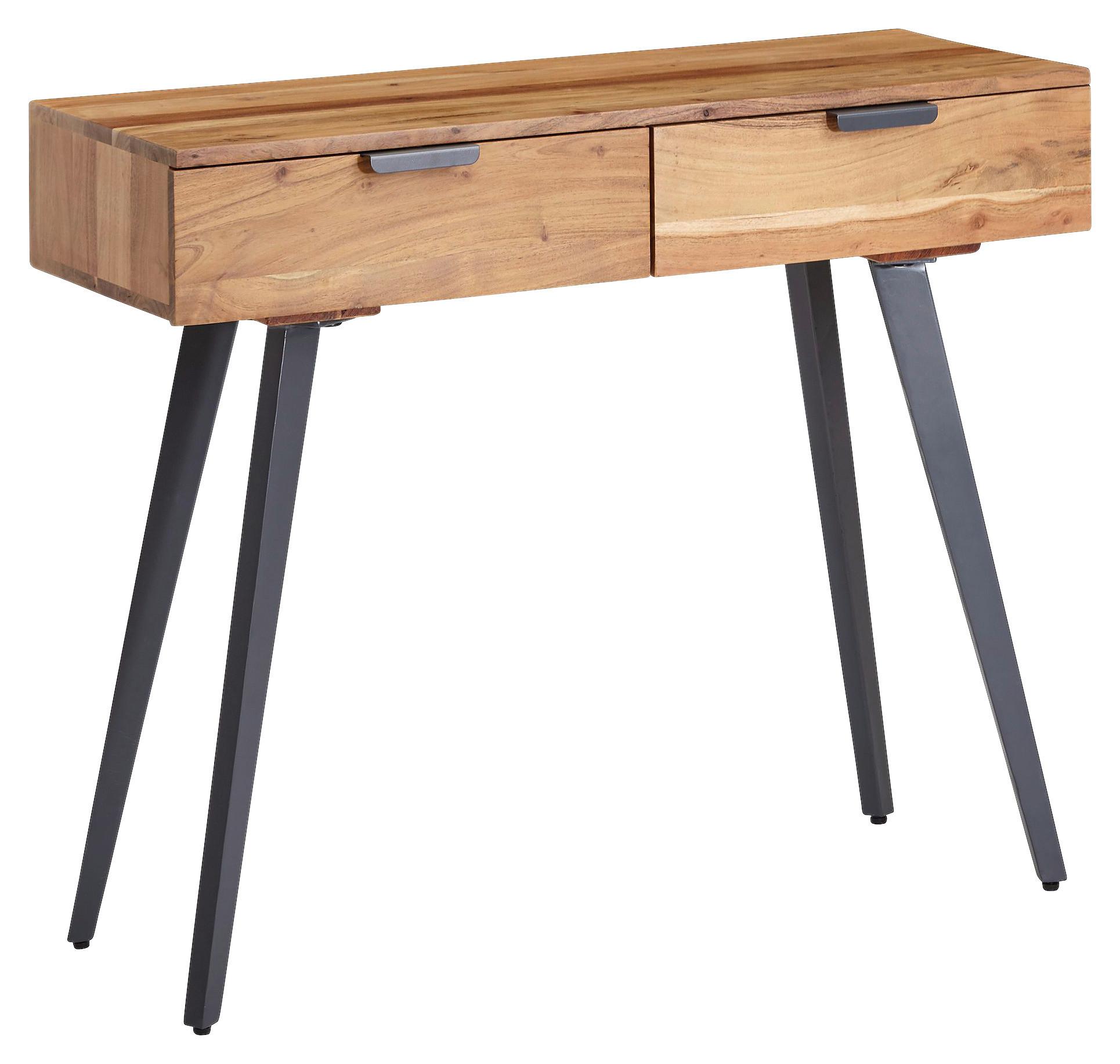Konzolový stolek z masivního dřeva - šedá/barvy akácie, Moderní, kov/dřevo (36/90/78cm) - MID.YOU