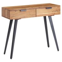 Konsolentisch Wohnling Eisen/ Akazienholz B: 90 cm 2 Laden - Grau/Akaziefarben, MODERN, Holz/Metall (36/90/78cm) - MID.YOU