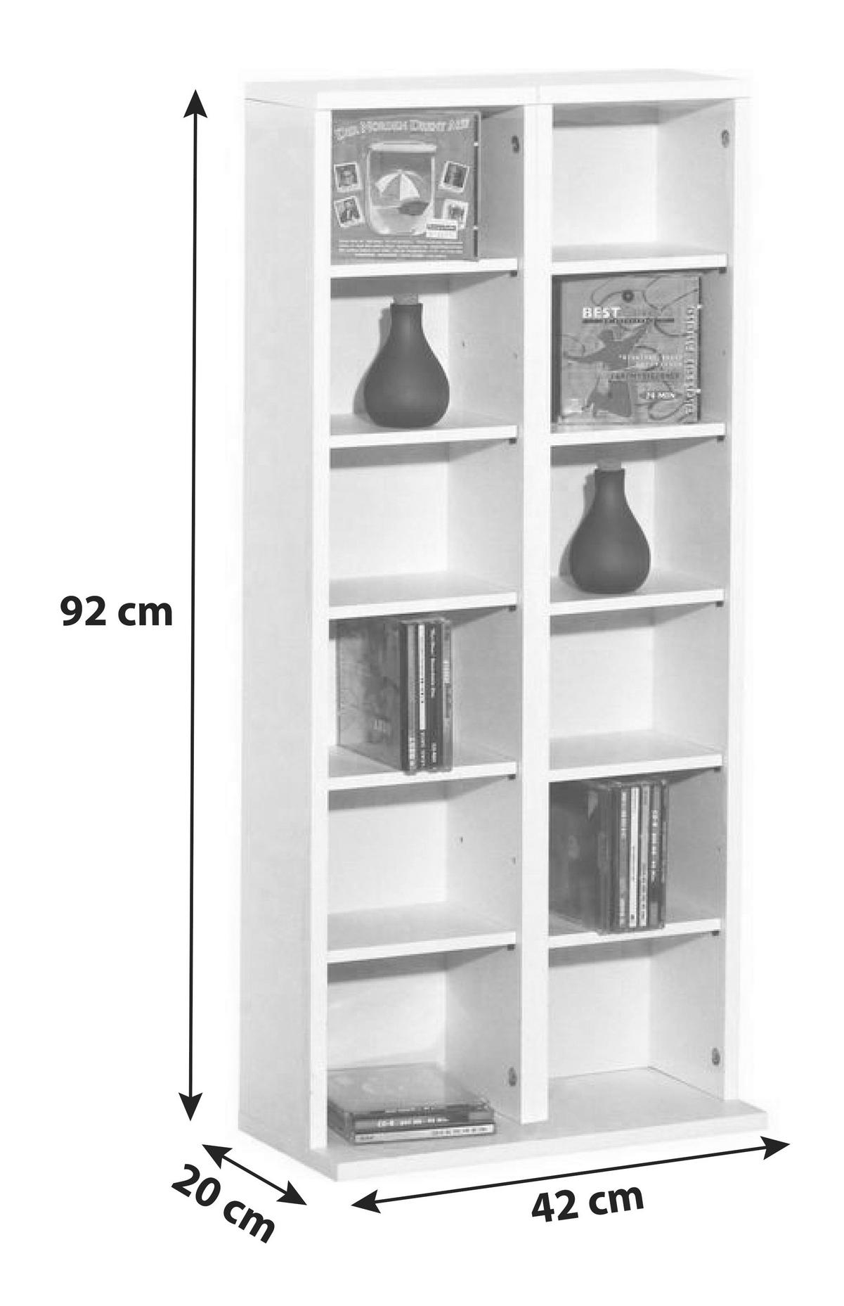 CD Regál Milano š:42 cm čierny - čierna, Konventionell, kompozitné drevo (42/92/20cm) - MID.YOU