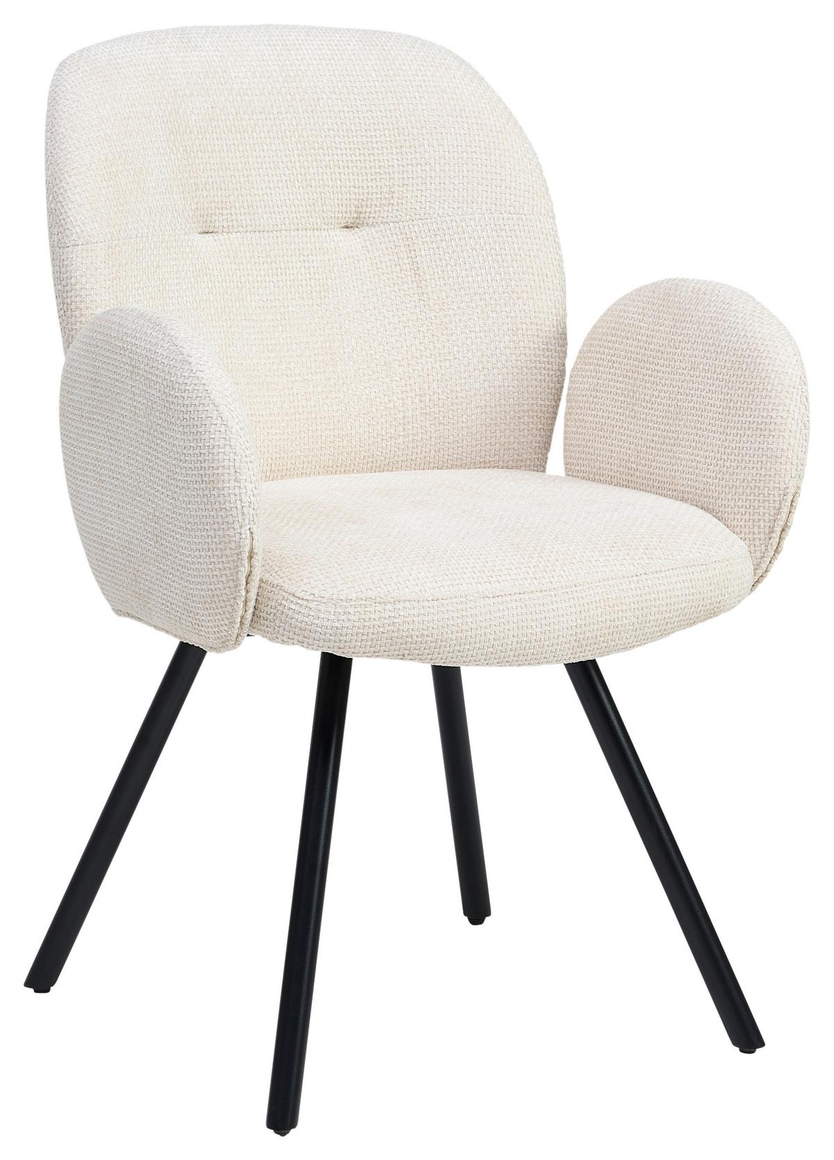 Armlehnstuhl Niklas Schwarz/Weiß Gepolstert - Schwarz/Weiß, LIFESTYLE, Holz/Textil (60/87/65cm) - Livetastic