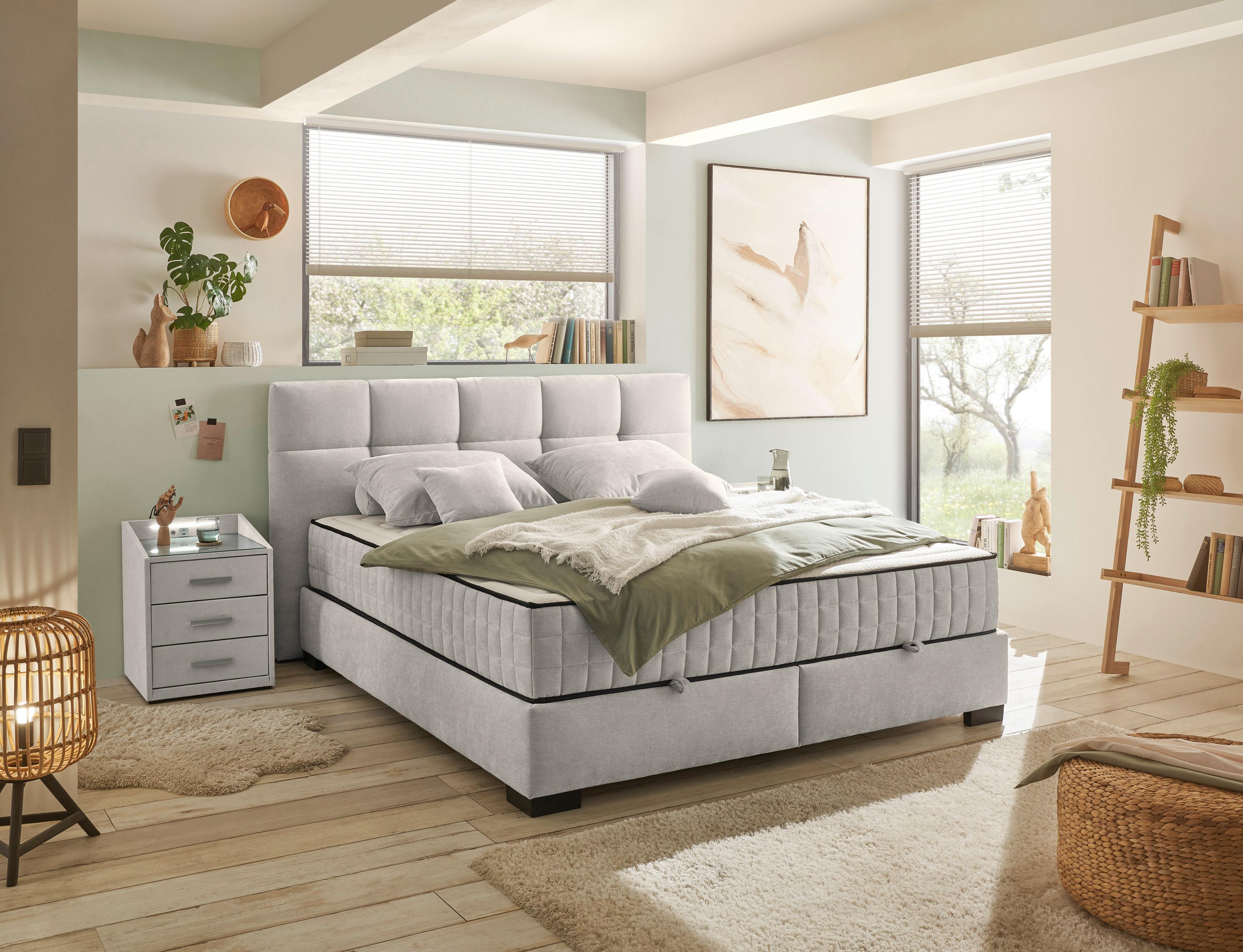 Boxbett Nagol A - Beige/Schwarz, MODERN, Holzwerkstoff/Textil (160/200cm) - MID.YOU
