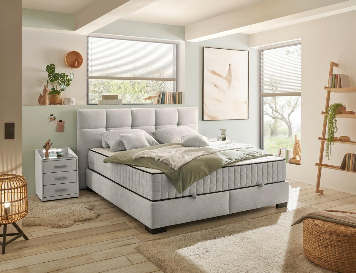 Boxbett Nagol A - Beige/Schwarz, MODERN, Holzwerkstoff/Textil (160/200cm) - MID.YOU