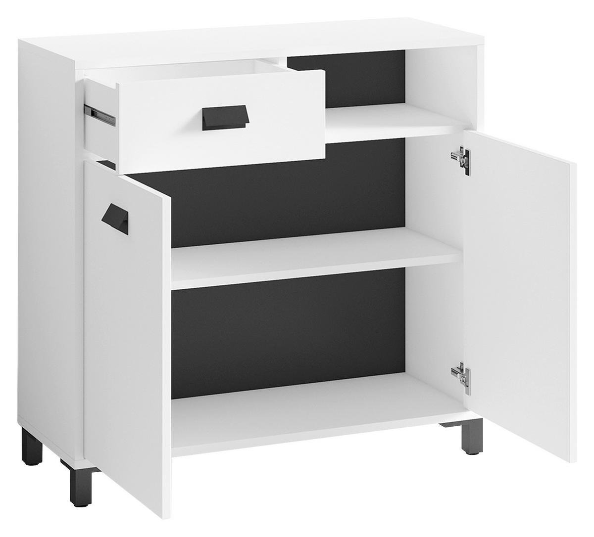 Badezimmer Wellness Weiß/Schwarz B: 194,5 cm - Schwarz/Weiß, MODERN, Holzwerkstoff/Kunststoff (194,5cm) - MID.YOU