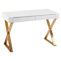 Psací stůl bílý - bílá/barvy zlata, Moderní, kov/kompozitní dřevo (118/57/76cm) - MID.YOU