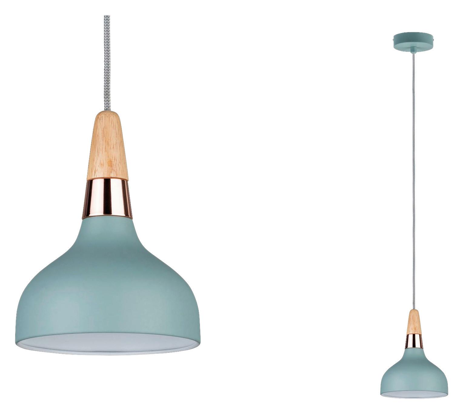 Hängeleuchte Juna H: 172,5 Cm 1-Flammig, Mintgrün, Dimmbar - Mintgrün/Kupferfarben, Design, Holz/Metall (16/172,5cm) - Paulmann