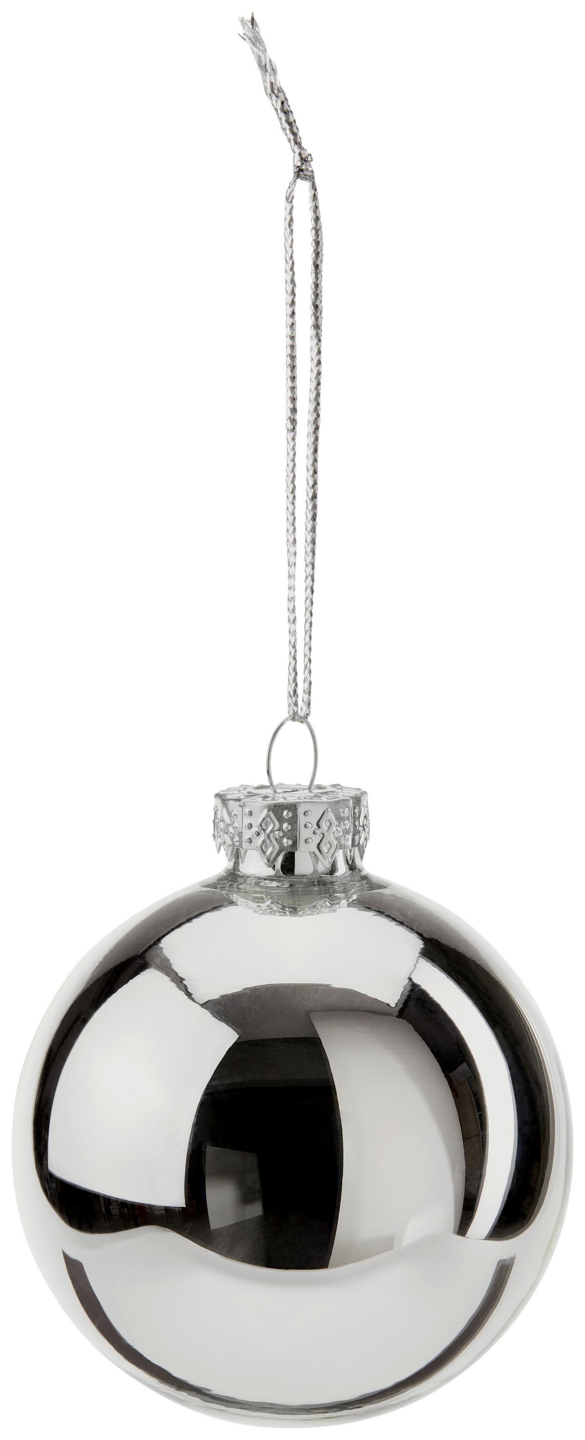 Christbaumkugel-Set Leni - Silberfarben, Basics, Glas (15/18cm)