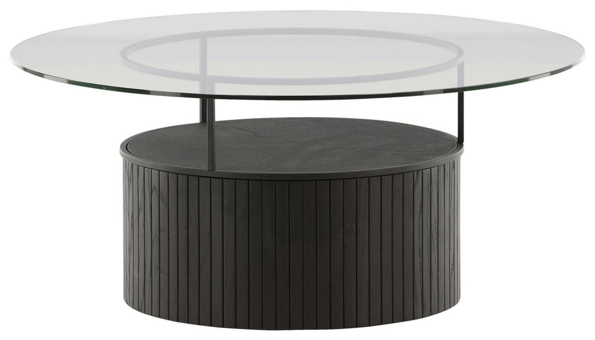 Couchtisch Bovall - Klar/Schwarz, Design, Glas/Holz (90/90/40cm) - Livetastic