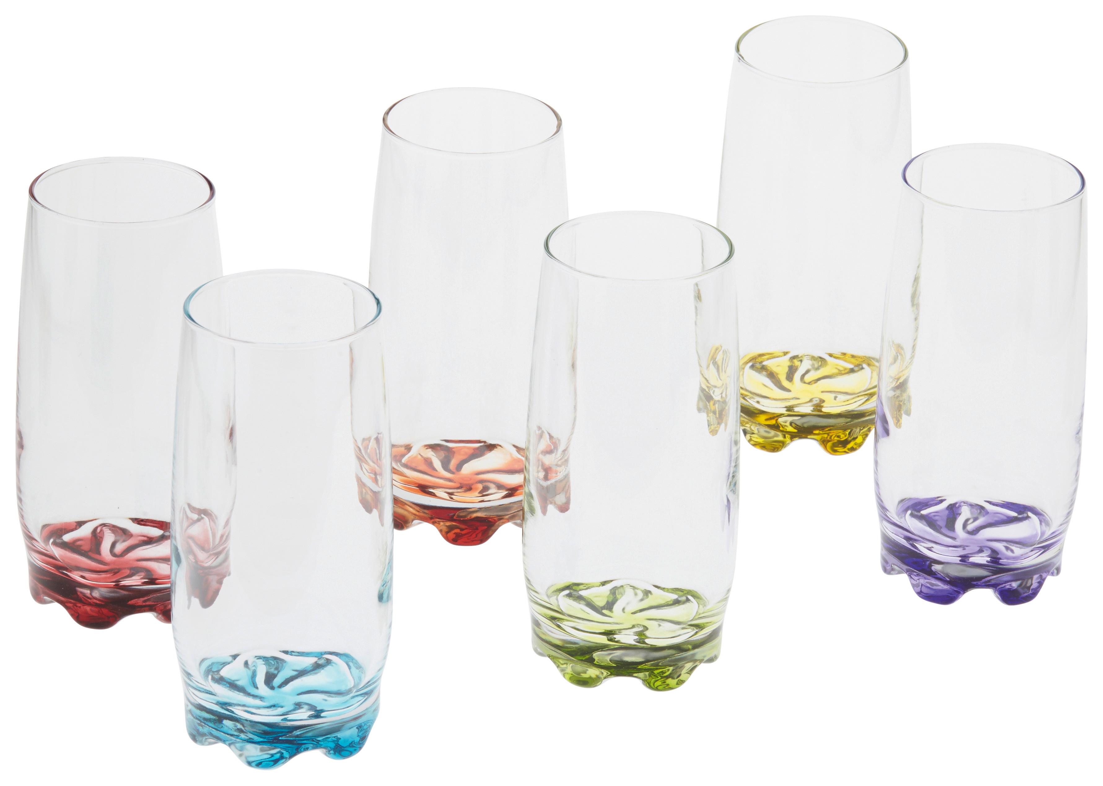 Longdrinkglas Alison 6er-Set, Je ca. 300 ml - Blau/Gelb, KONVENTIONELL, Glas (390ml) - Ondega