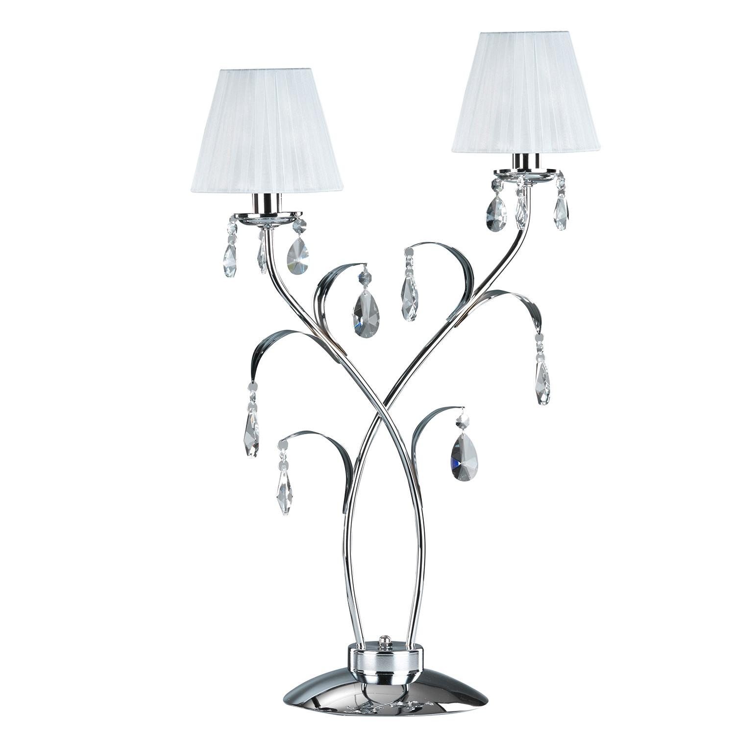 Kristall-Tischleuchte 4865/Lg - Chromfarben/Weiß, KONVENTIONELL, Glas/Textil (45/70cm)