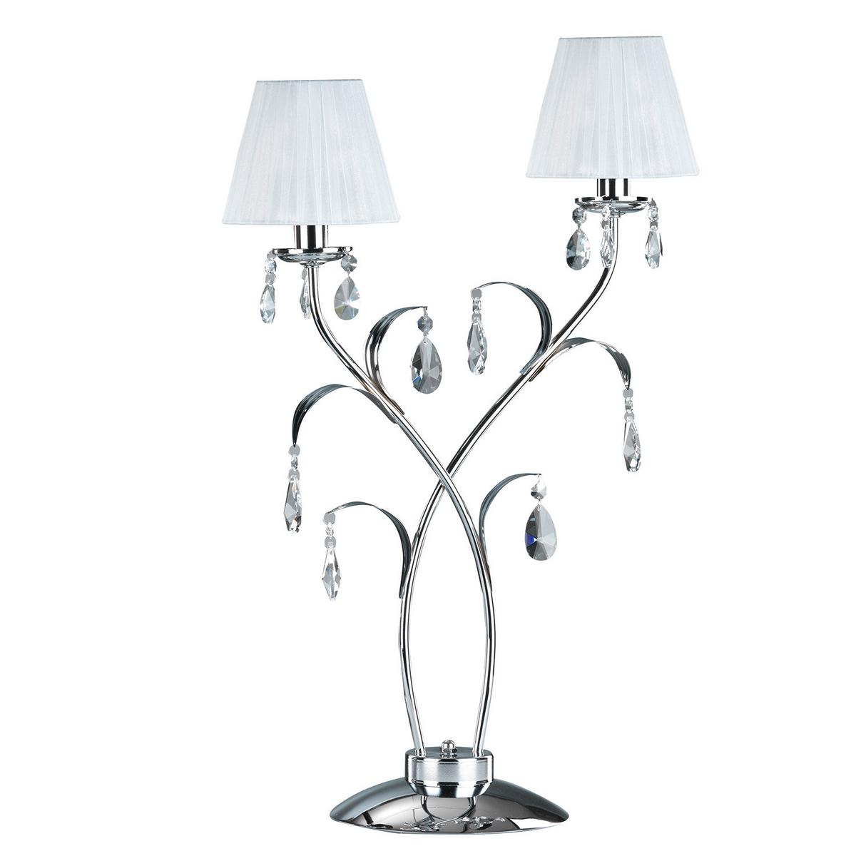 Kristall-Tischleuchte 4865/Lg - Chromfarben/Weiß, KONVENTIONELL, Glas/Textil (45/70cm)