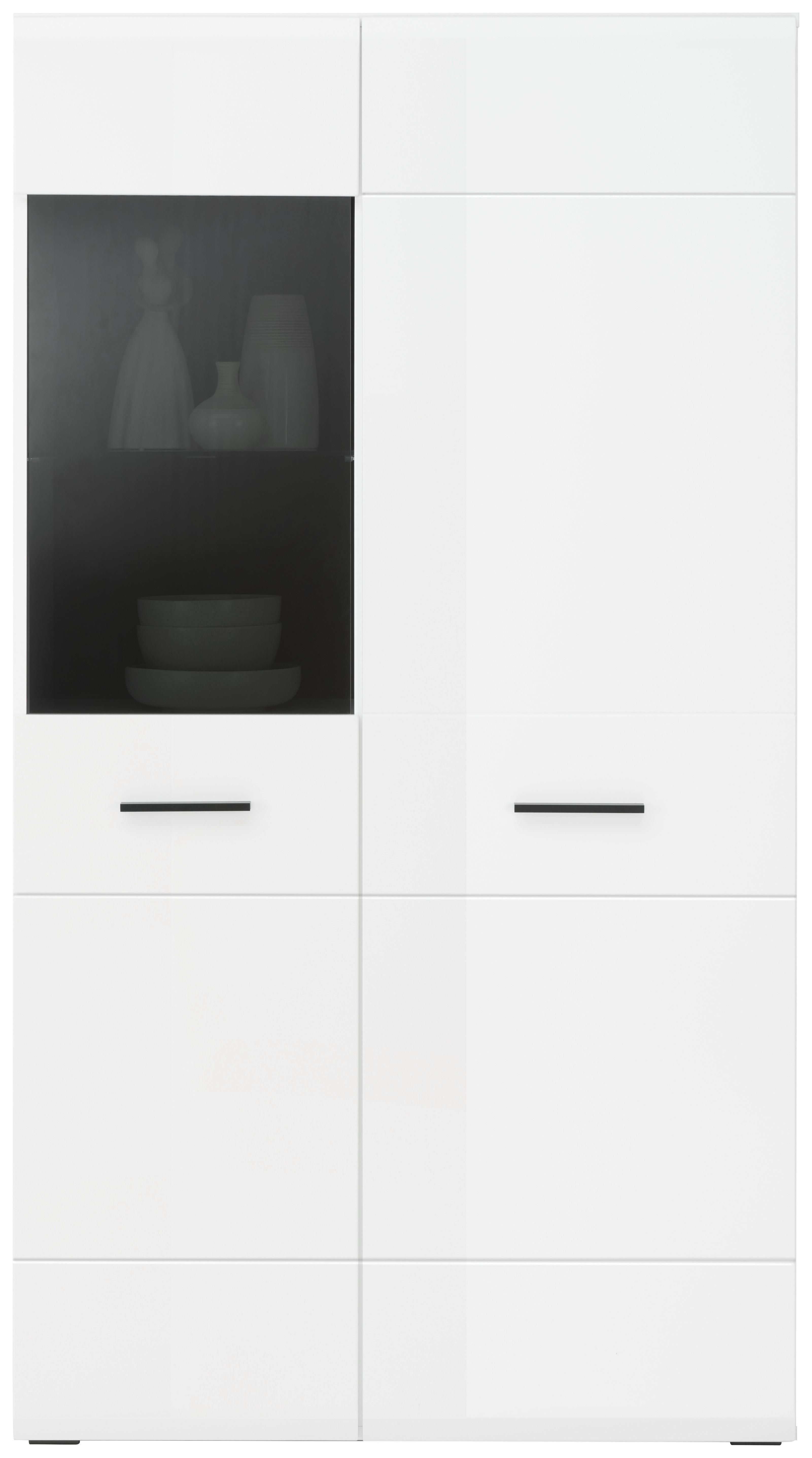 Vitrine Avanti Anthrazit/Weiß B: 90 cm - Anthrazit/Weiß, MODERN, Glas/Holzwerkstoff (90/164/41cm) - Hom`in