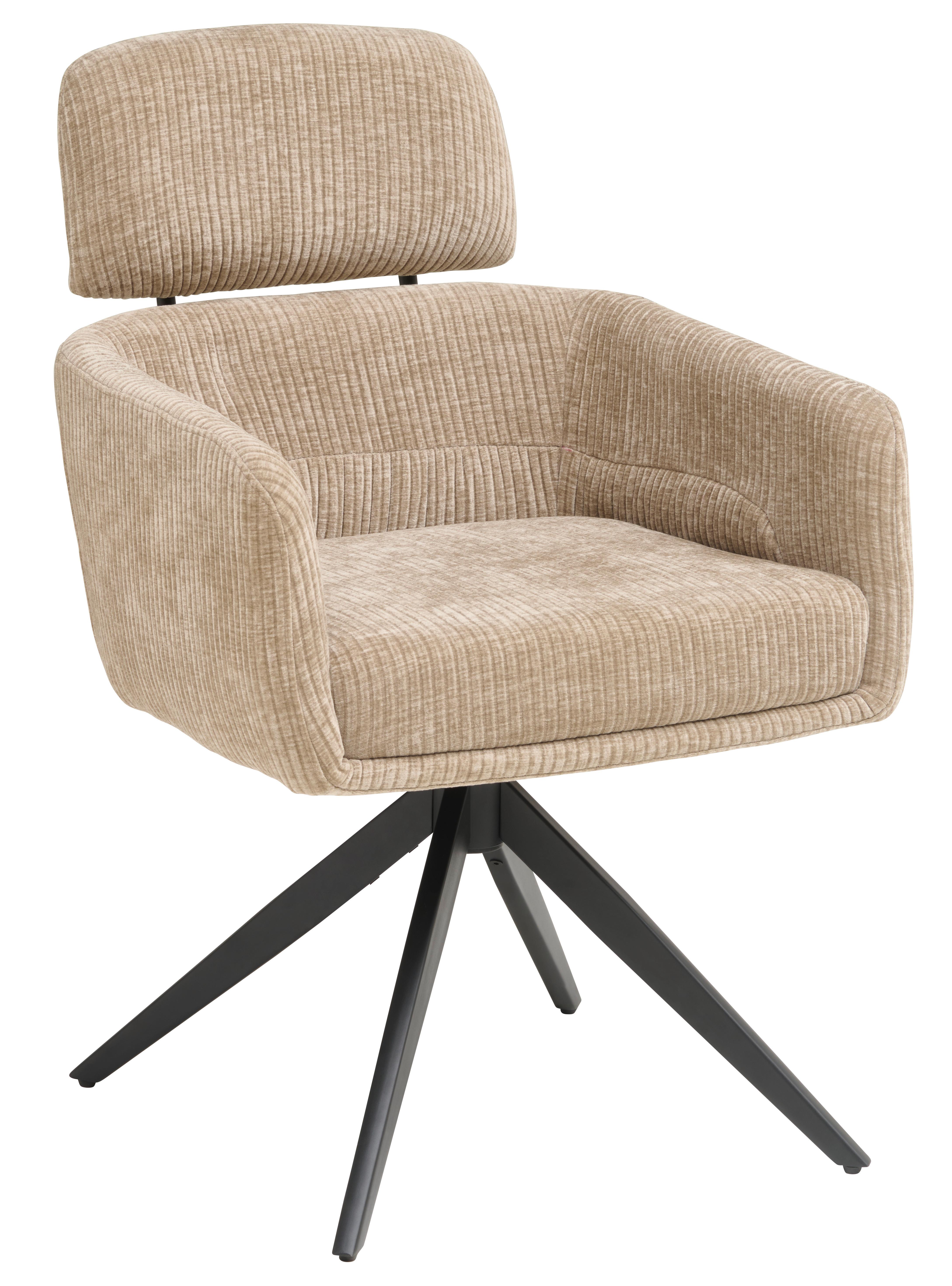 Armlehnstuhl Malte Cord Beige, B: 60 Cm - Beige/Schwarz, KONVENTIONELL, Holz/Textil (60/87,5/68cm) - Livetastic