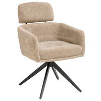 Armlehnstuhl Malte Cord Beige, B: 60 cm - Beige/Schwarz, KONVENTIONELL, Holz/Textil (60/87,5/68cm) - Livetastic