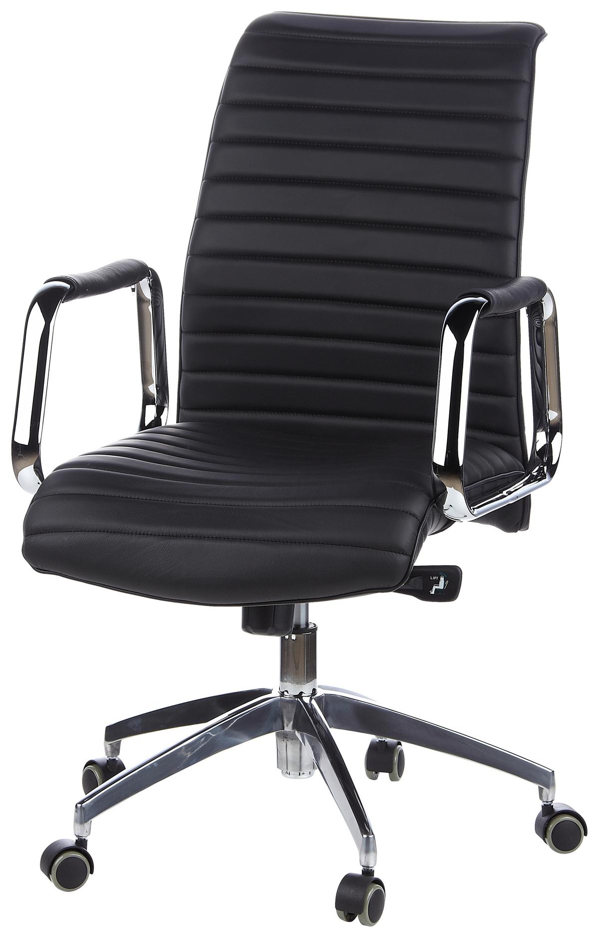 Chefsessel Aspera 10 Schwarz - Silberfarben/Schwarz, MODERN, Leder/Kunststoff (59/114/50cm) - MID.YOU