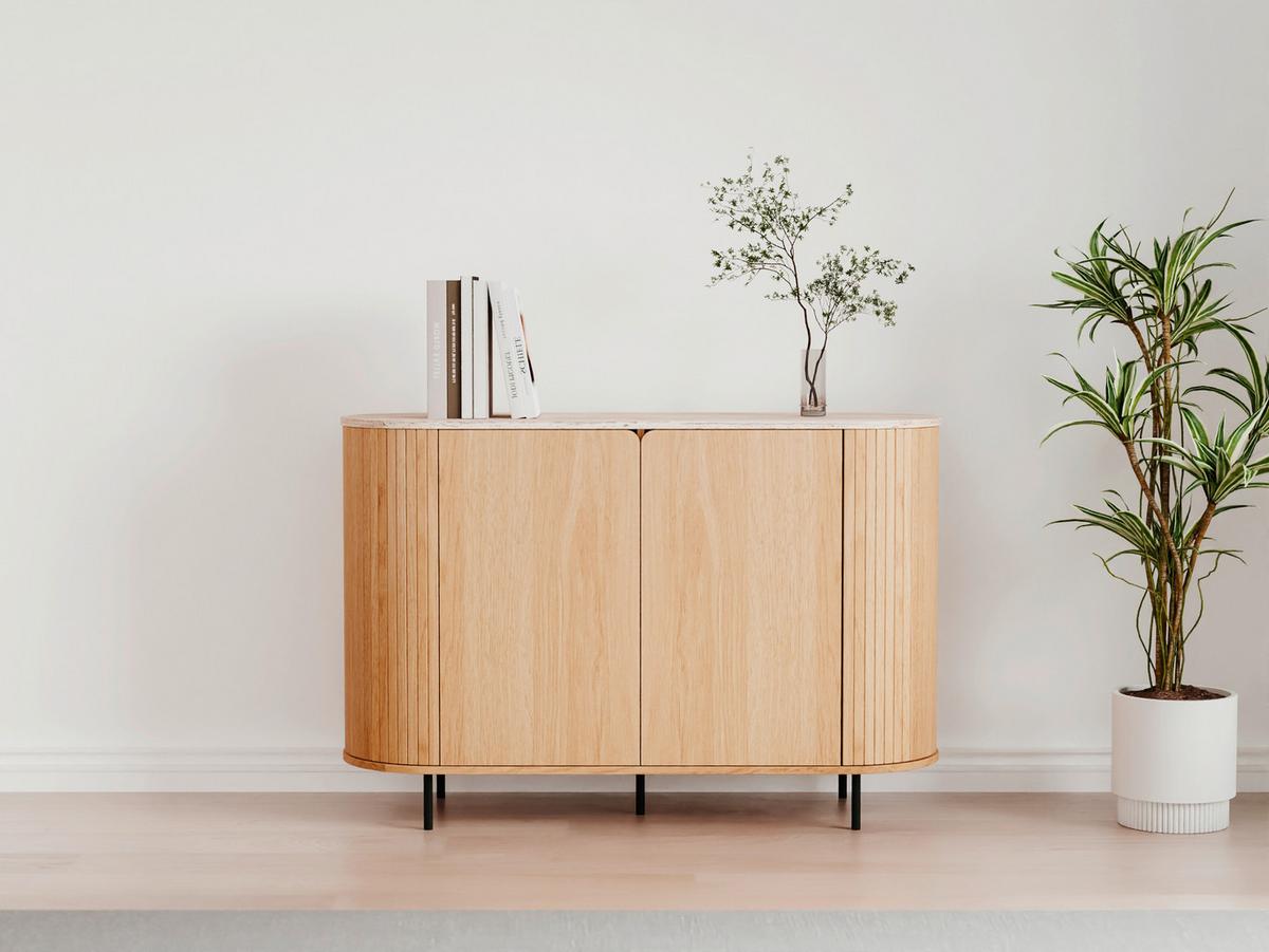 Kommode Fabia Naturfarben B: 120cm - Eichefarben/Schwarz, Design, Holzwerkstoff (120/80/40cm) - MID.YOU