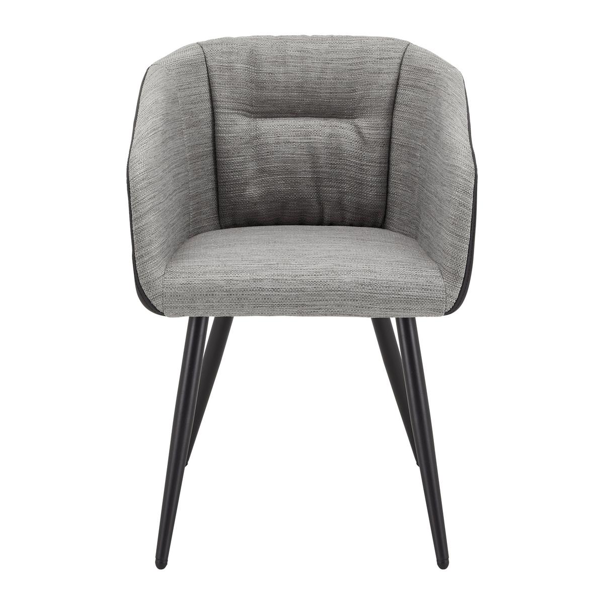 Jedálenská stolička Bianco pravá koža čierna - čierna/sivá, Modern, kov/koža (55,5/75,5/58cm) - Bessagi Home