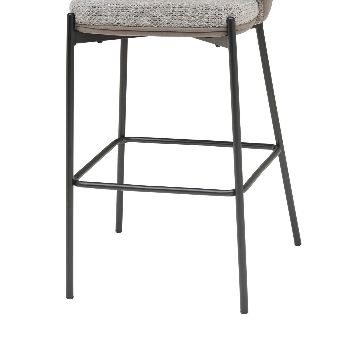 Barhocker Corey Samt Grau B: 53,5 Cm - Schwarz/Grau, MODERN, Textil/Metall (53,5/101/54cm) - MID.YOU
