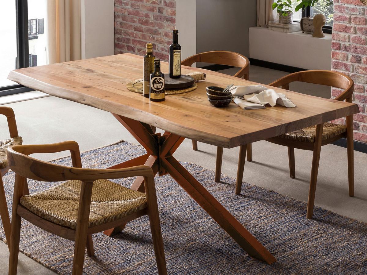 ESSTISCH Naturfarben/Braun L: 200cm - Braun/Naturfarben, MODERN, Holz/Metall (200/100/80cm) - MID.YOU