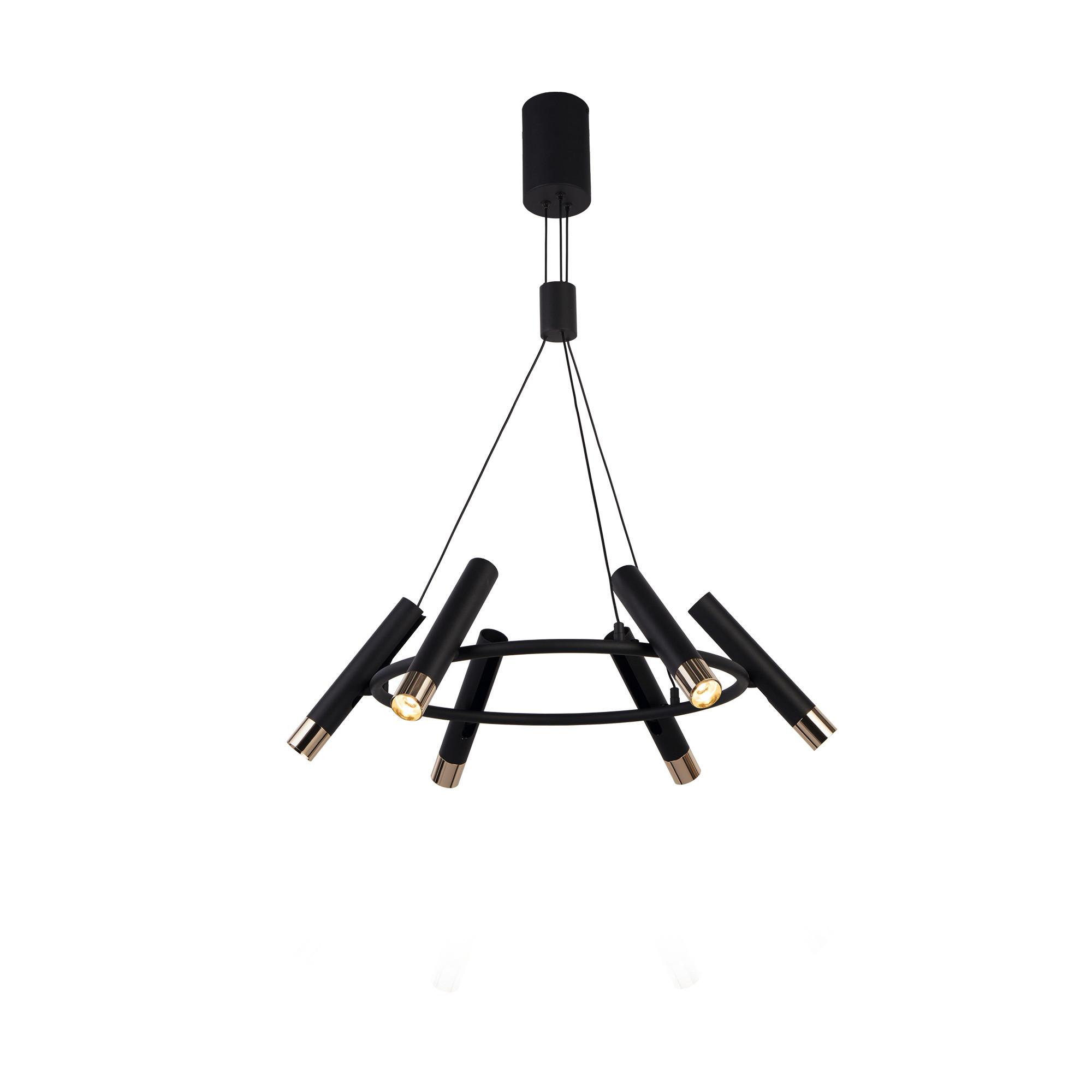 LED-Pendelleuchte 31651-6bk - Goldfarben/Schwarz, Design, Kunststoff/Metall (70/80cm)