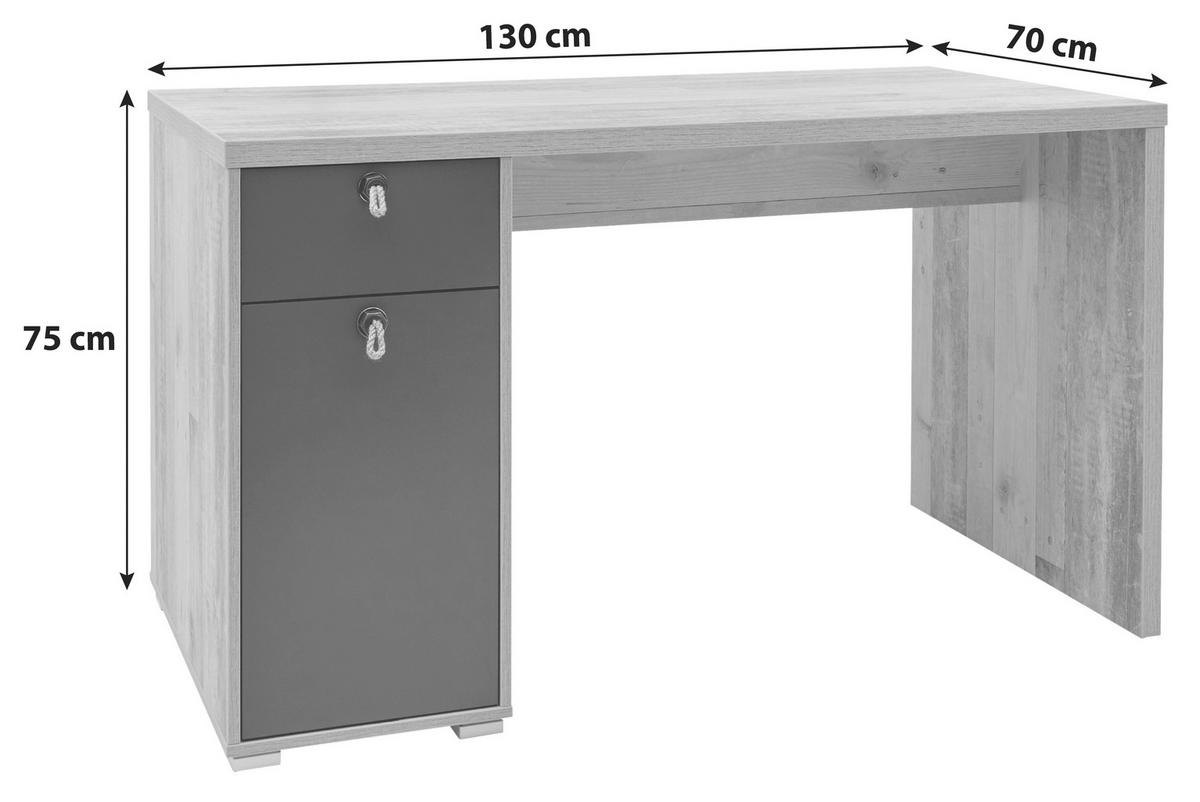 Psací stůl MERLIN - barvy smrku/přírodní barvy, Basics, kompozitní dřevo/plast (130/70/75cm)