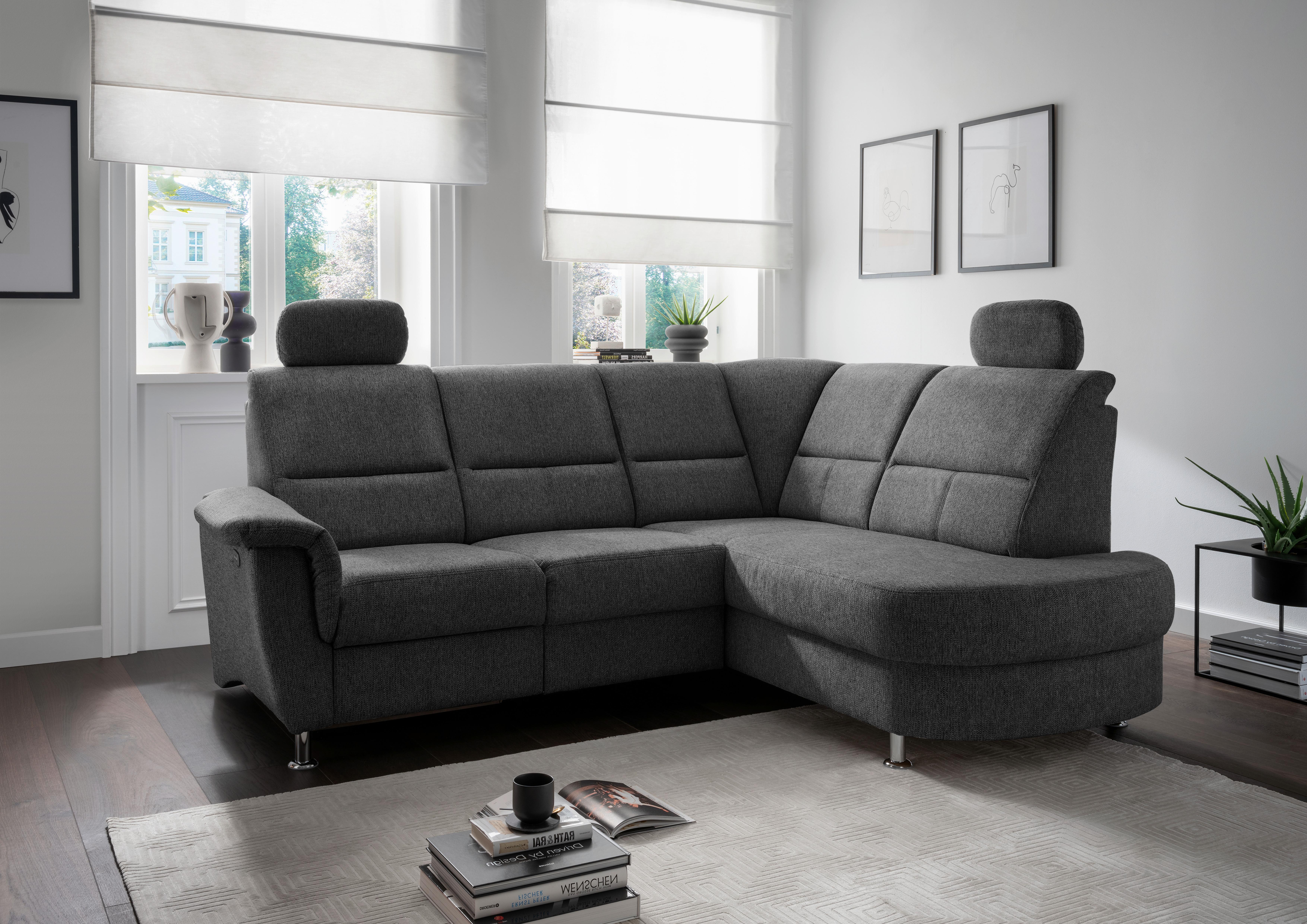 Ecksofa Mit Stauraum Parole Anthrazit Chenille - Chromfarben/Anthrazit, KONVENTIONELL, Textil (231/184cm) - Livetastic