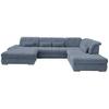 Wohnlandschaft Dalida Mit Schlaffunktion Hellblau - Chromfarben/Hellblau, Design, Textil (195/376/254cm) - Livetastic