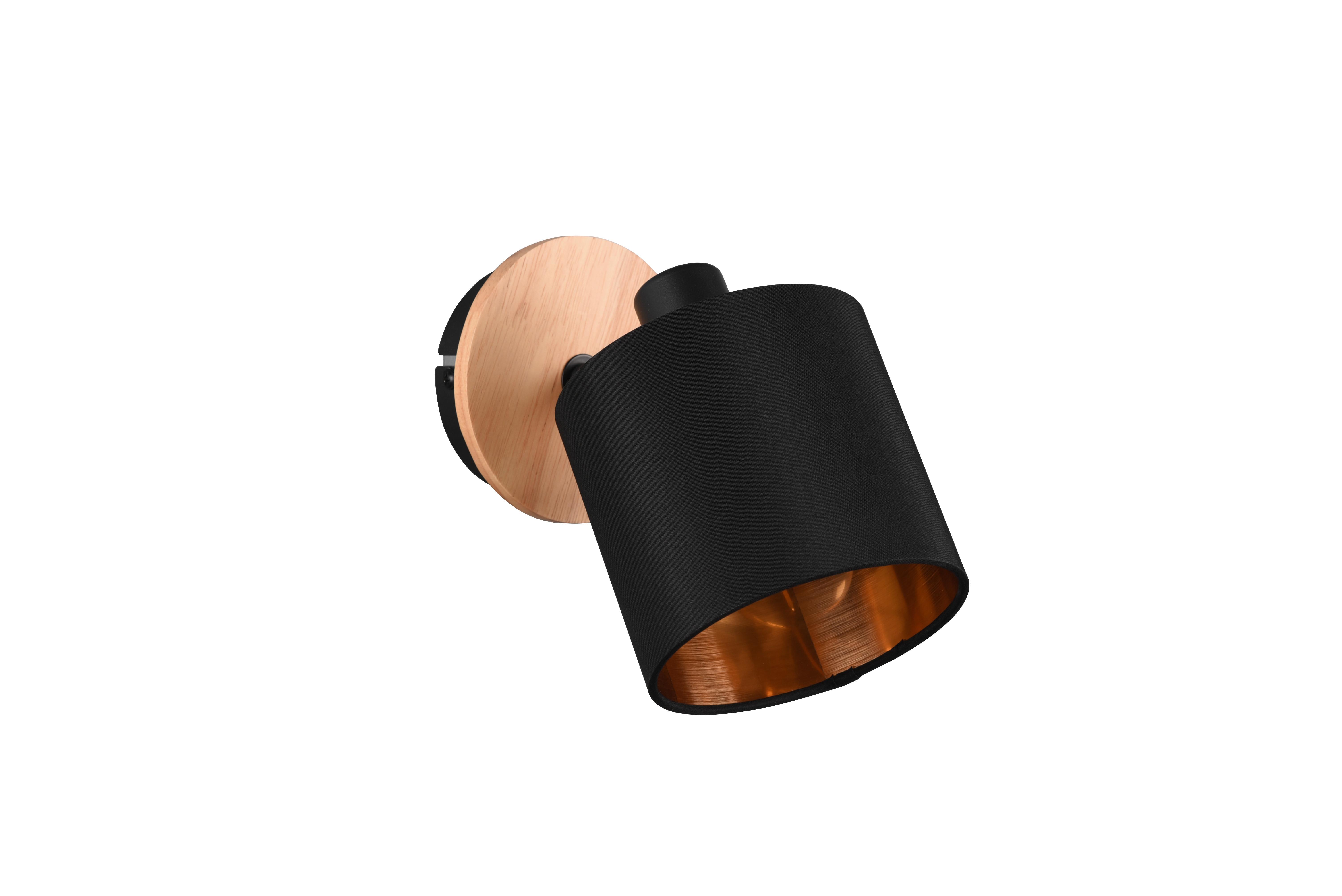 Wandstrahler Tommy 1-Flammig L: 18,5 cm - Goldfarben/Schwarz, KONVENTIONELL, Textil/Metall (18,5/12/19,5cm)