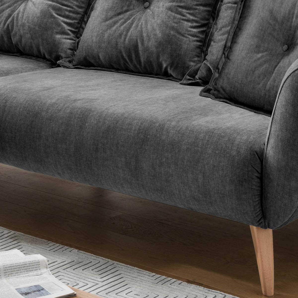 Ecksofa Baggio Grau S: 162/277 cm - Buchefarben/Grau, MODERN, Holz/Textil (162/277cm) - Livetastic