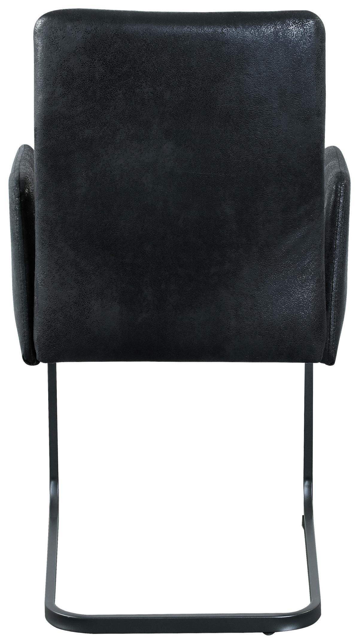 Armlehnstuhl Bordal Schwarz Gepolstert - Schwarz, MODERN, Textil/Metall (52/91/59,5cm) - MID.YOU