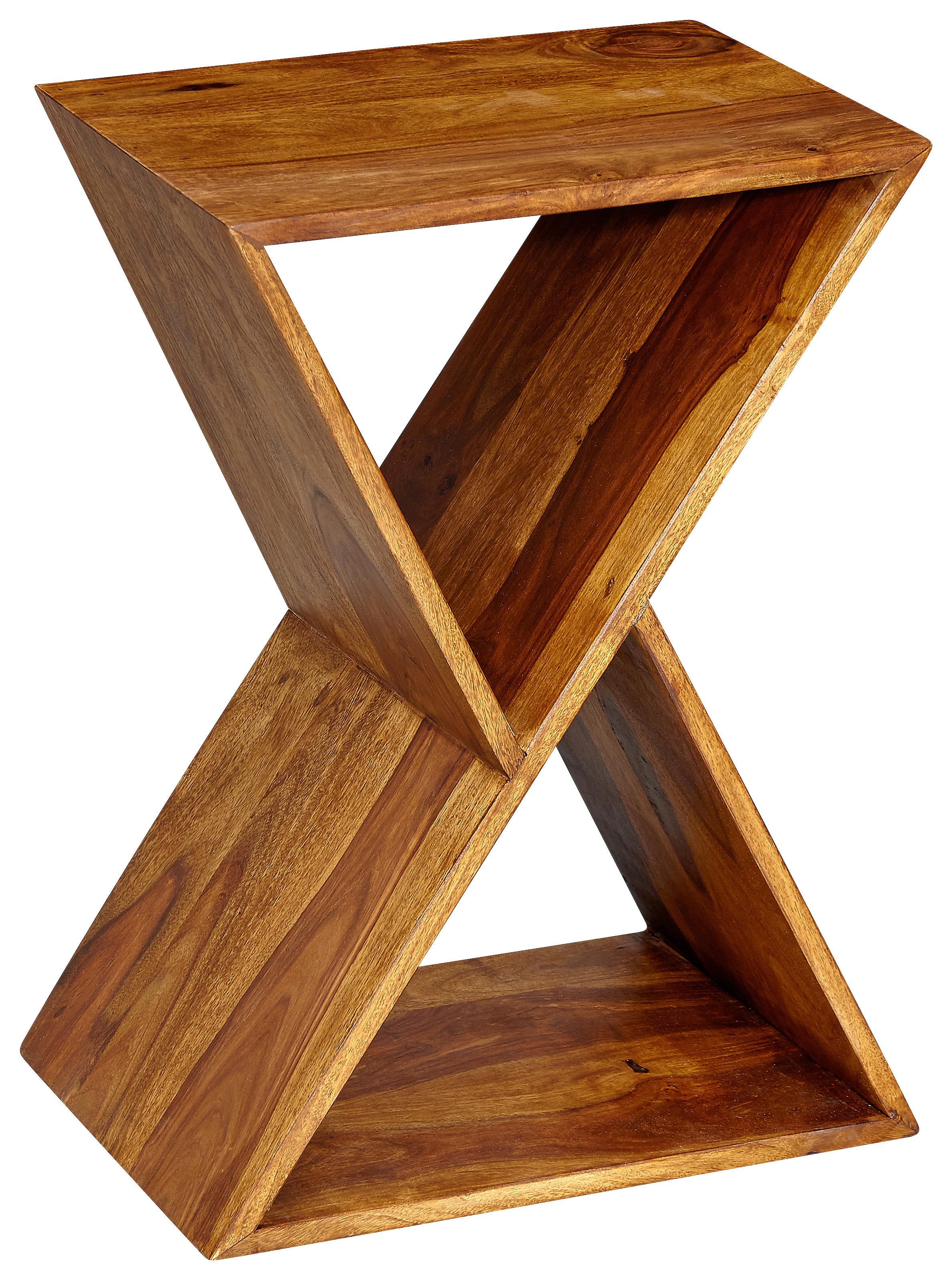 Beistelltisch X-Form Aus Sheeshamholz Massiv - Sheeshamfarben, KONVENTIONELL, Holz (43/30/60cm) - MID.YOU