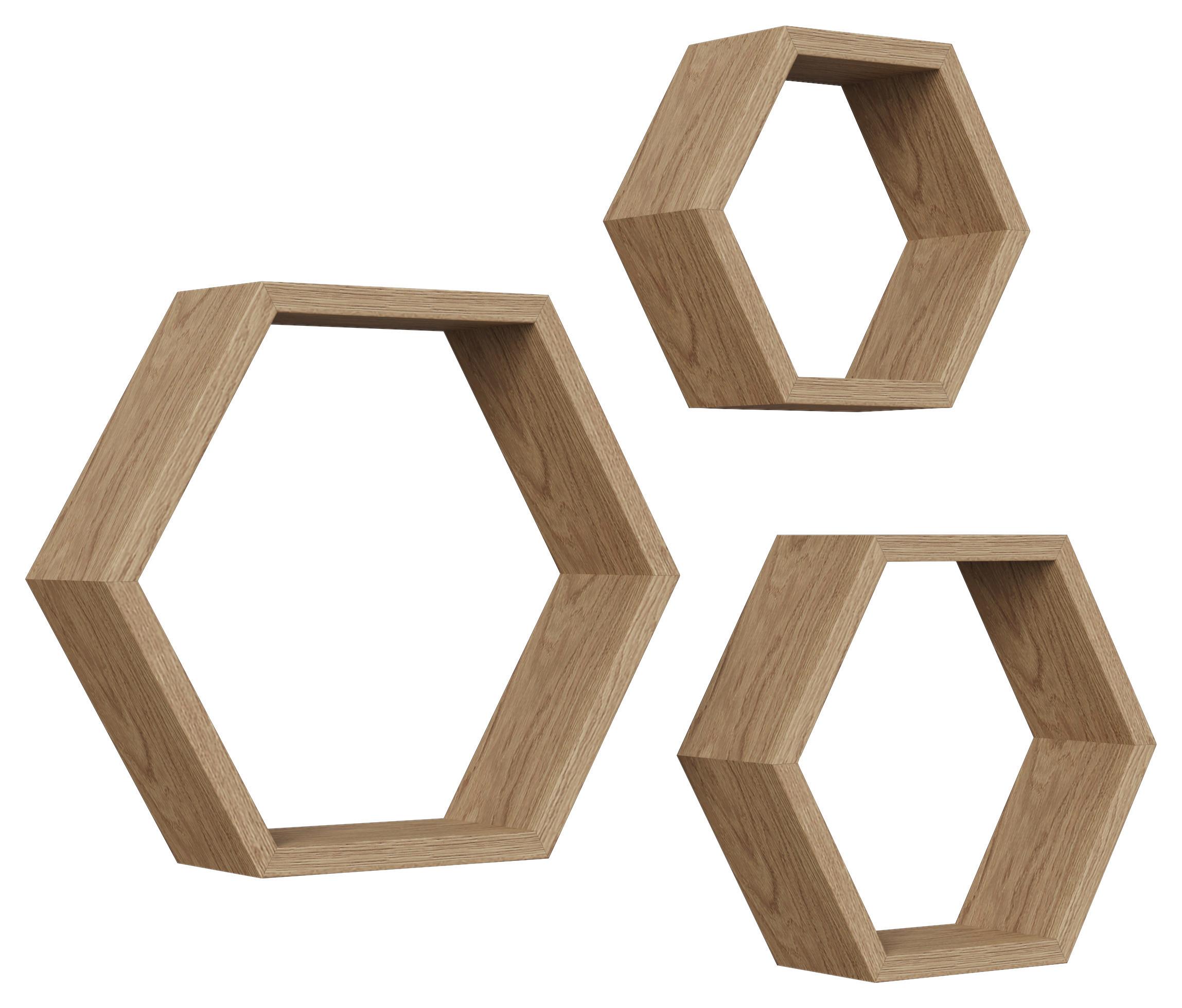 Wandregal Carla - Eichefarben, MODERN, Holzwerkstoff (34/29/24/30/25/20/9cm)