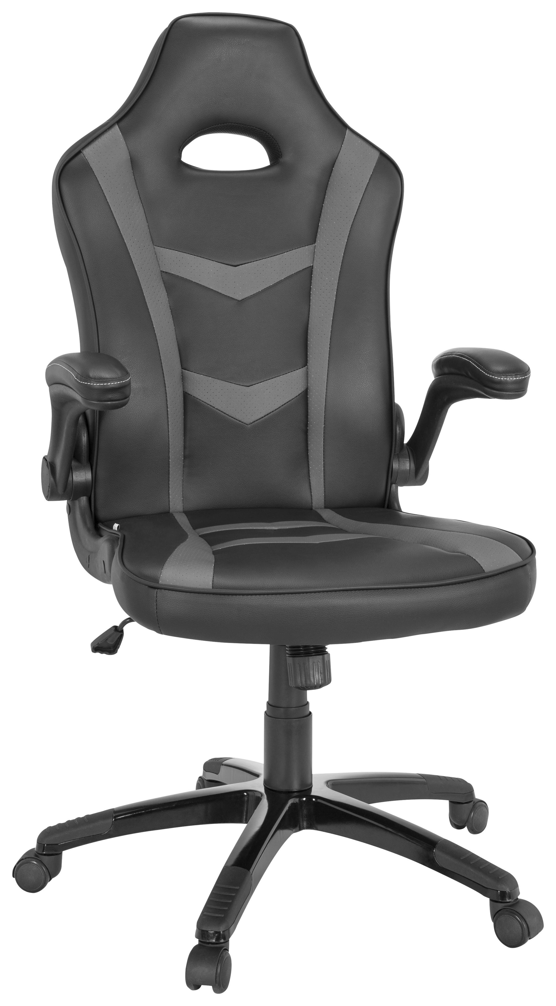Gamingstuhl Game Sport B Grau/Schwarz - Schwarz/Weiß, MODERN, Kunststoff/Textil (65/121/66cm) - MID.YOU