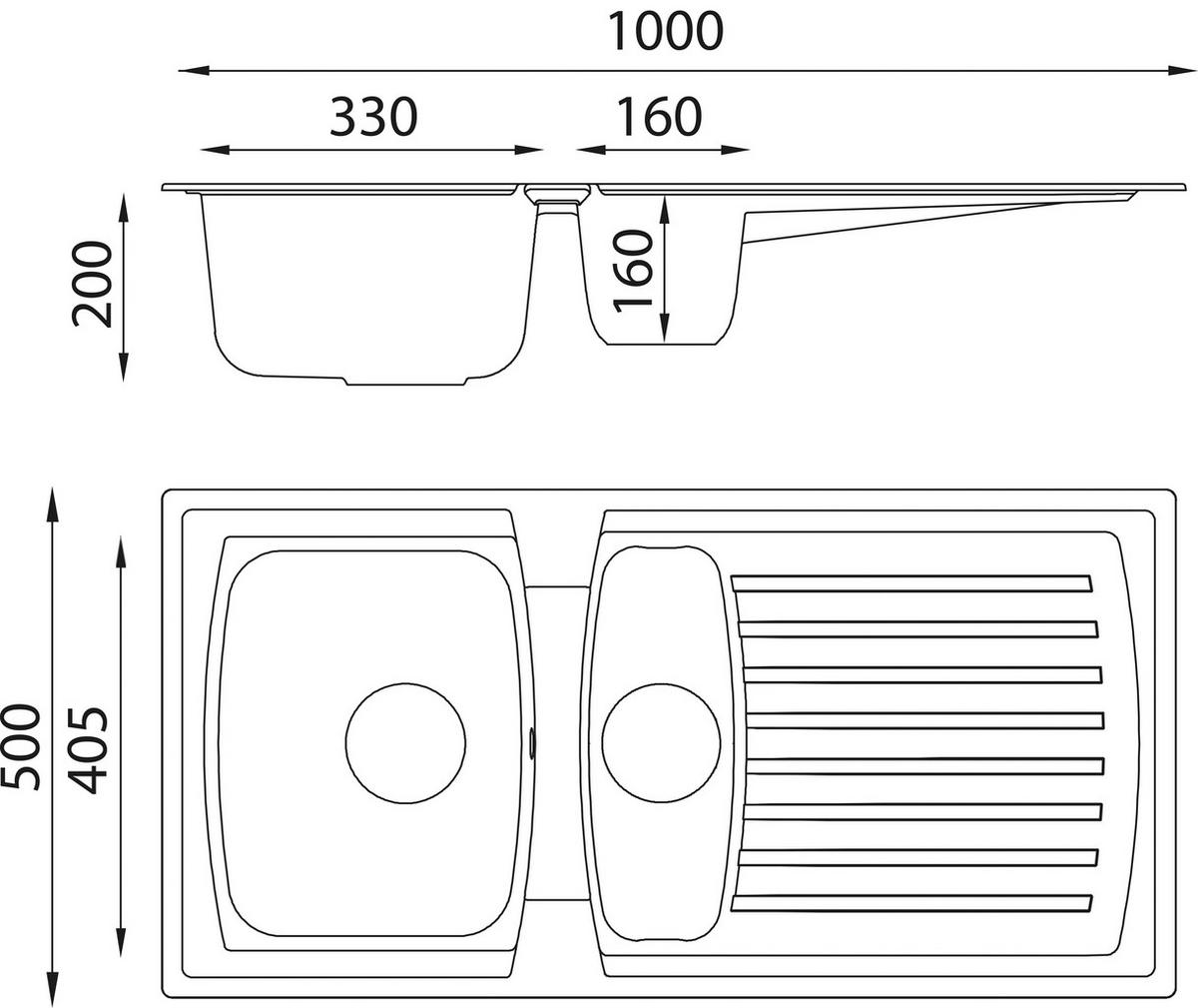 Spüle Respekta Boston Kunststein Bxt: 100x50 Cm - Beige, Trend, Glas/Kunststoff (100/20/50cm) - Respekta
