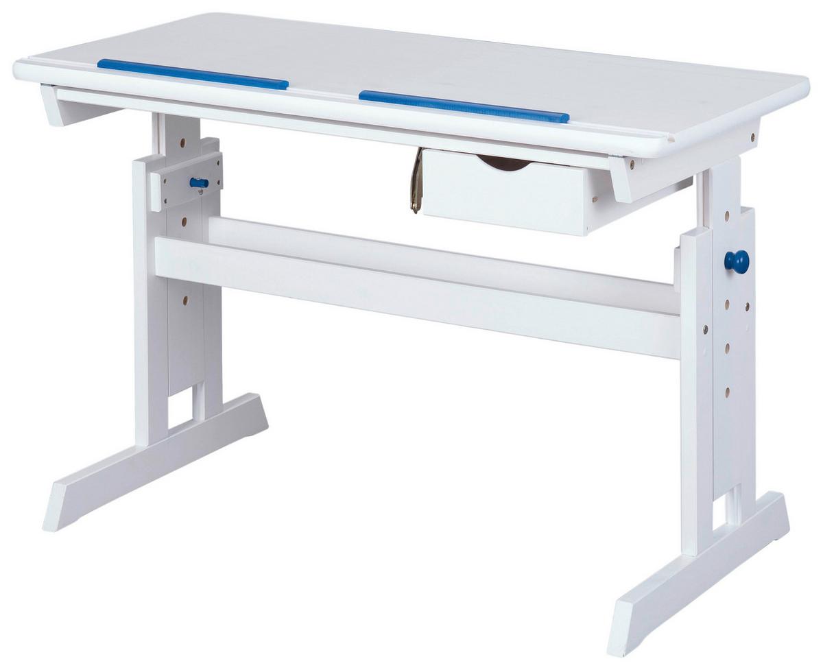 Jugendschreibtisch Mit Lade B 109 Cm H 63-96cm Baru, Weiß - Blau/Rosa, Basics, Holz/Holzwerkstoff (109/55/63-96cm) - MID.YOU